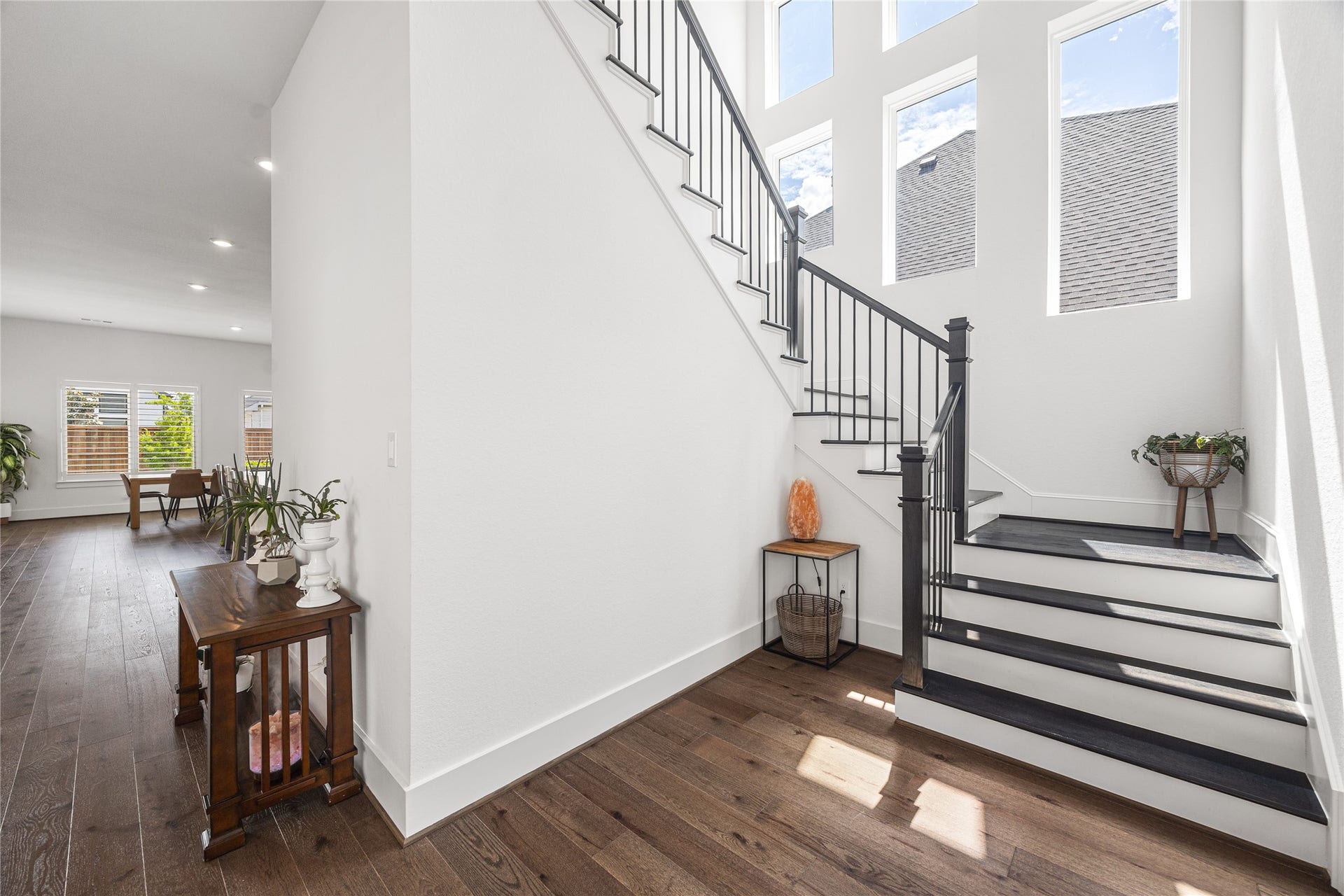 4114 Pleasant Ridge Drive, Spring, TX 77386 Wood flooring on the stairs and gorgeous windows with plenty of natural light.