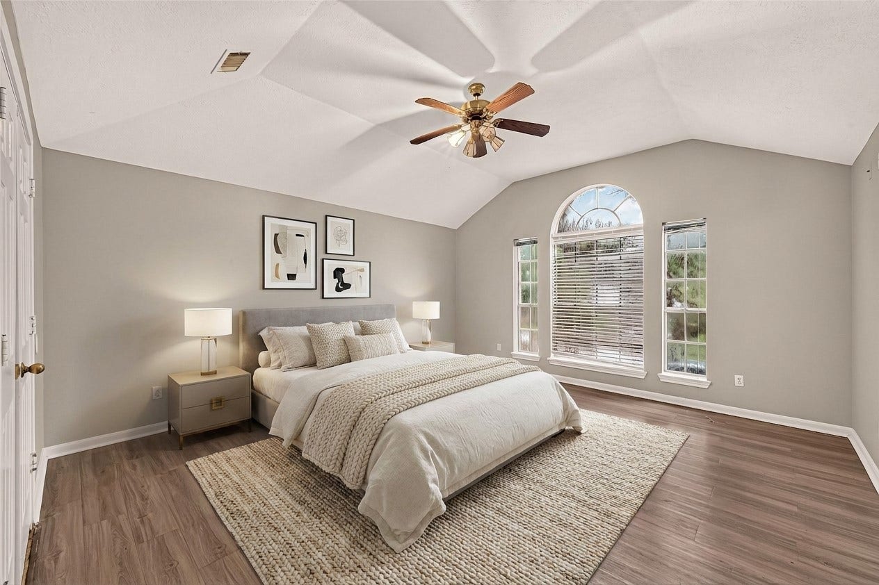 22818 Williamschase Drive, Katy, TX 77449 Virtually staged to showcase the possibilities ofthe spacious primary suite. (AI image)