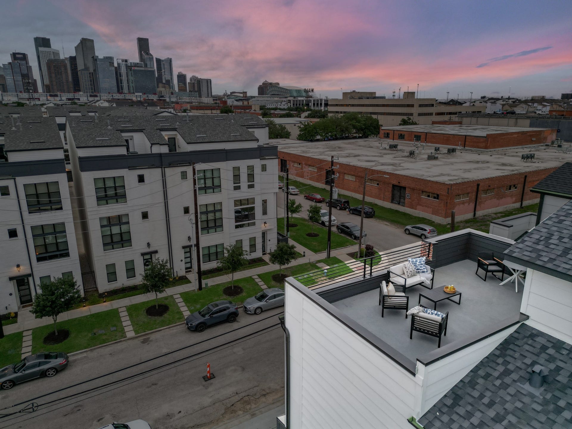 views of downtown from the roof terrace