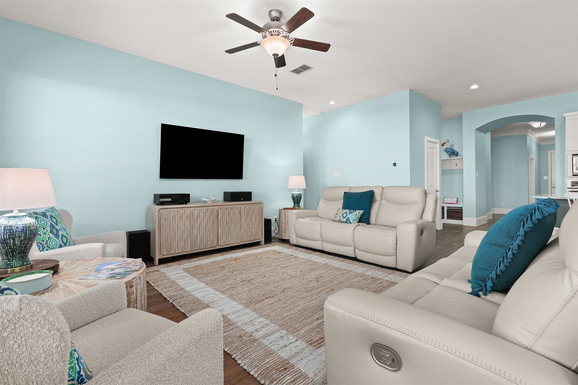5418 Brigantine Cay Court, Texas City, TX 77590 Another view of the family room. Primary room entry is to the right of the T.V.