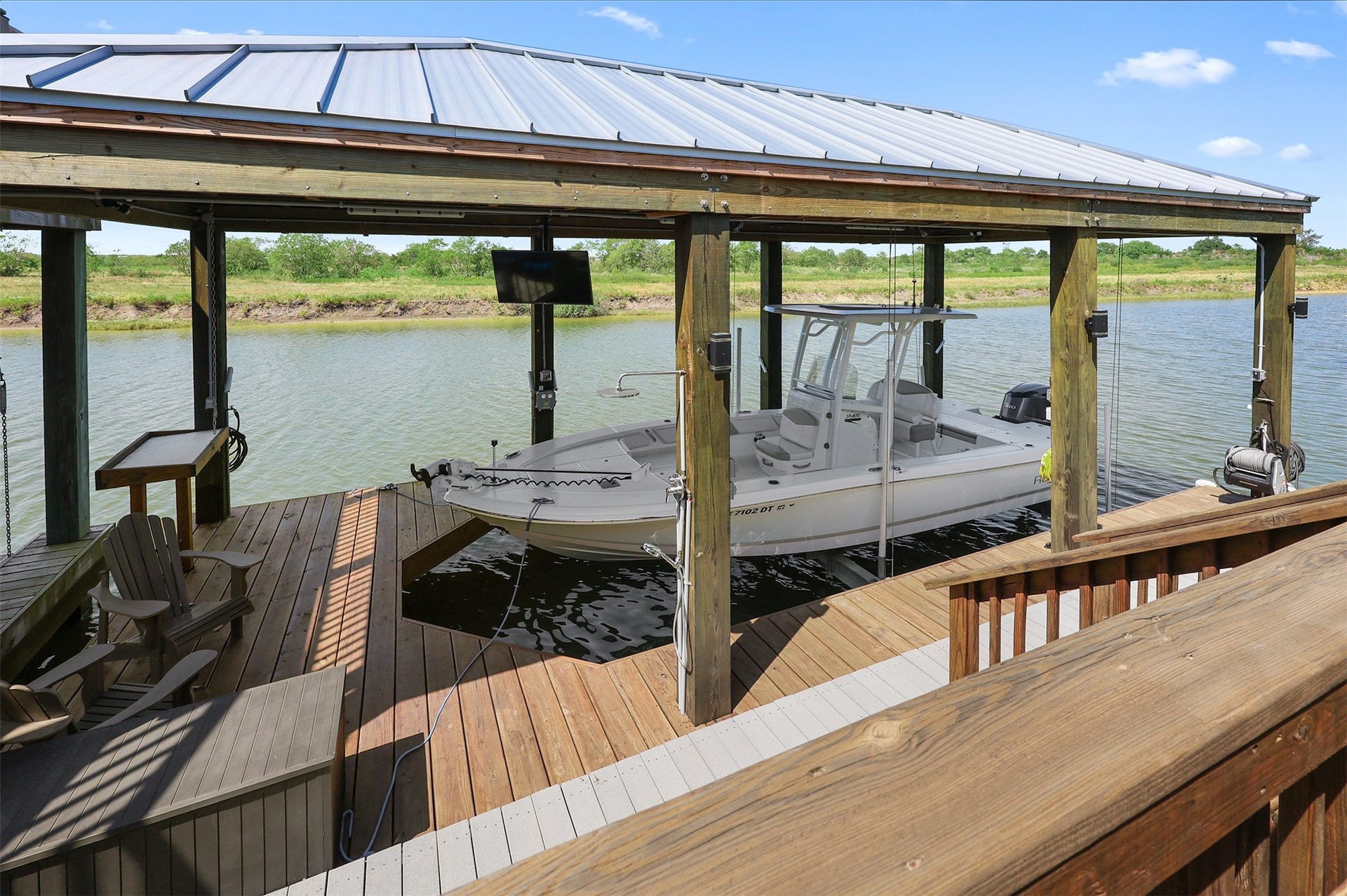 5418 Brigantine Cay Court, Texas City, TX 77590 View of the boathouse from the deck.