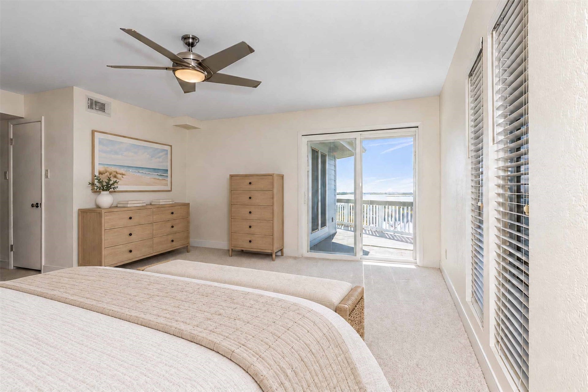 1318 Blue Heron Street, Bayou Vista, TX 77563 Primary bedroom with private bath, incredible view and deck.