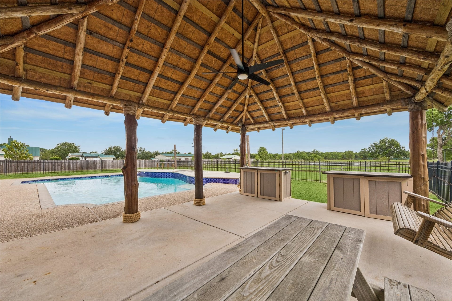 9102 N Humble Camp Road, Dickinson, TX 77539 Palapa deck with pool.