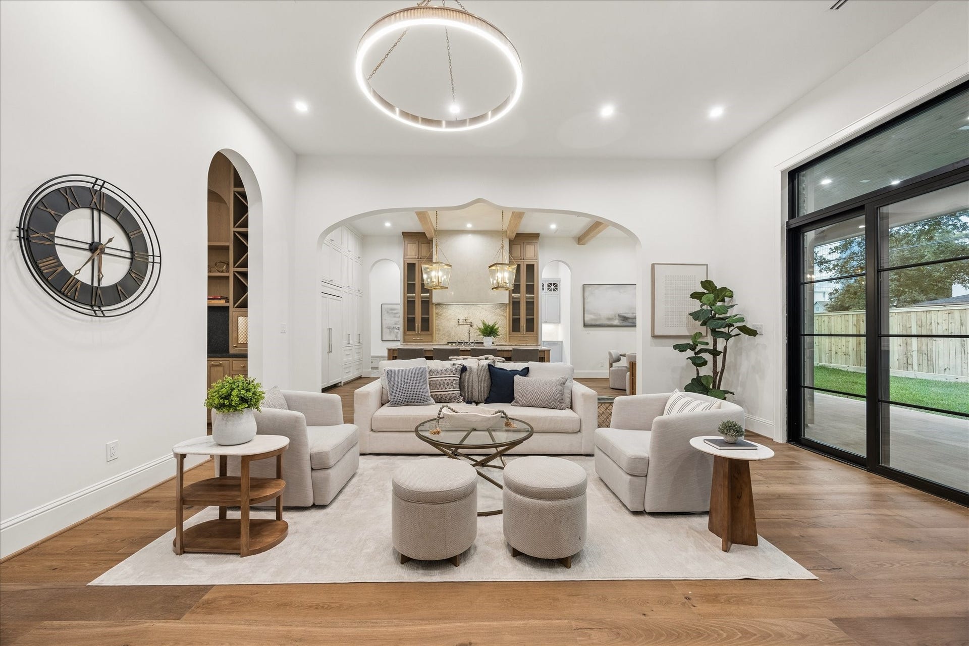 7719 Bryonwood Drive, Houston, TX 77055 Oversized sliding glass doors open the family room to the covered patio.