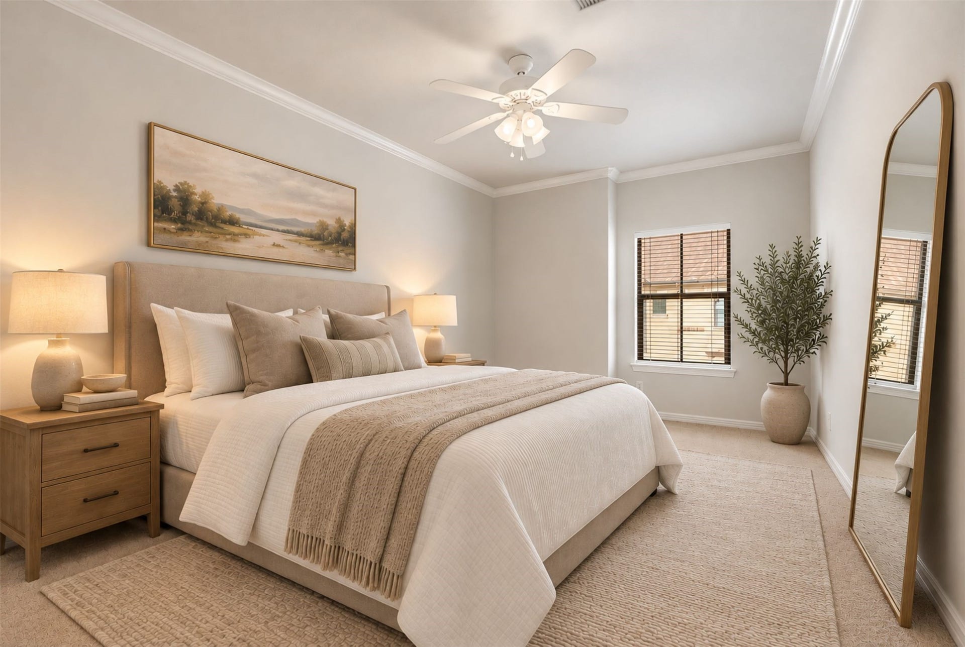 2919 Royal Oaks Crest, Houston, TX 77082 2nd guest bedroom, second floor- Experience serene elegance in this guest bedroom, featuring a cozy ambiance perfect for relaxation. (Virtual Staging)