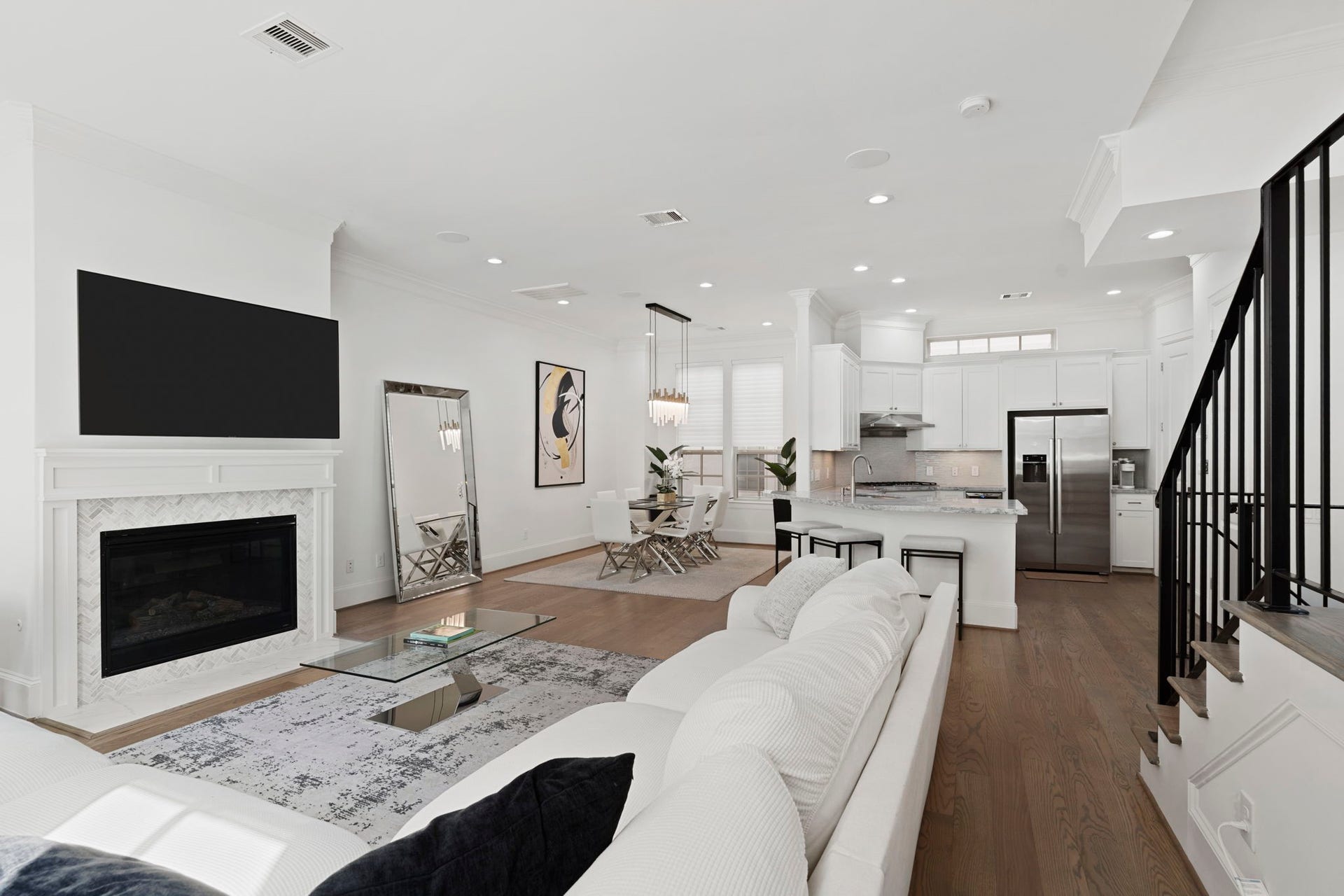 Seamless flow between the kitchen and living areas.
