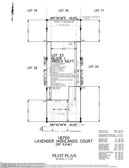 18750 Lavender Highlands Court, Richmond, TX 77407 18750 Lavender Highlands Court Preliminary Plot Plan