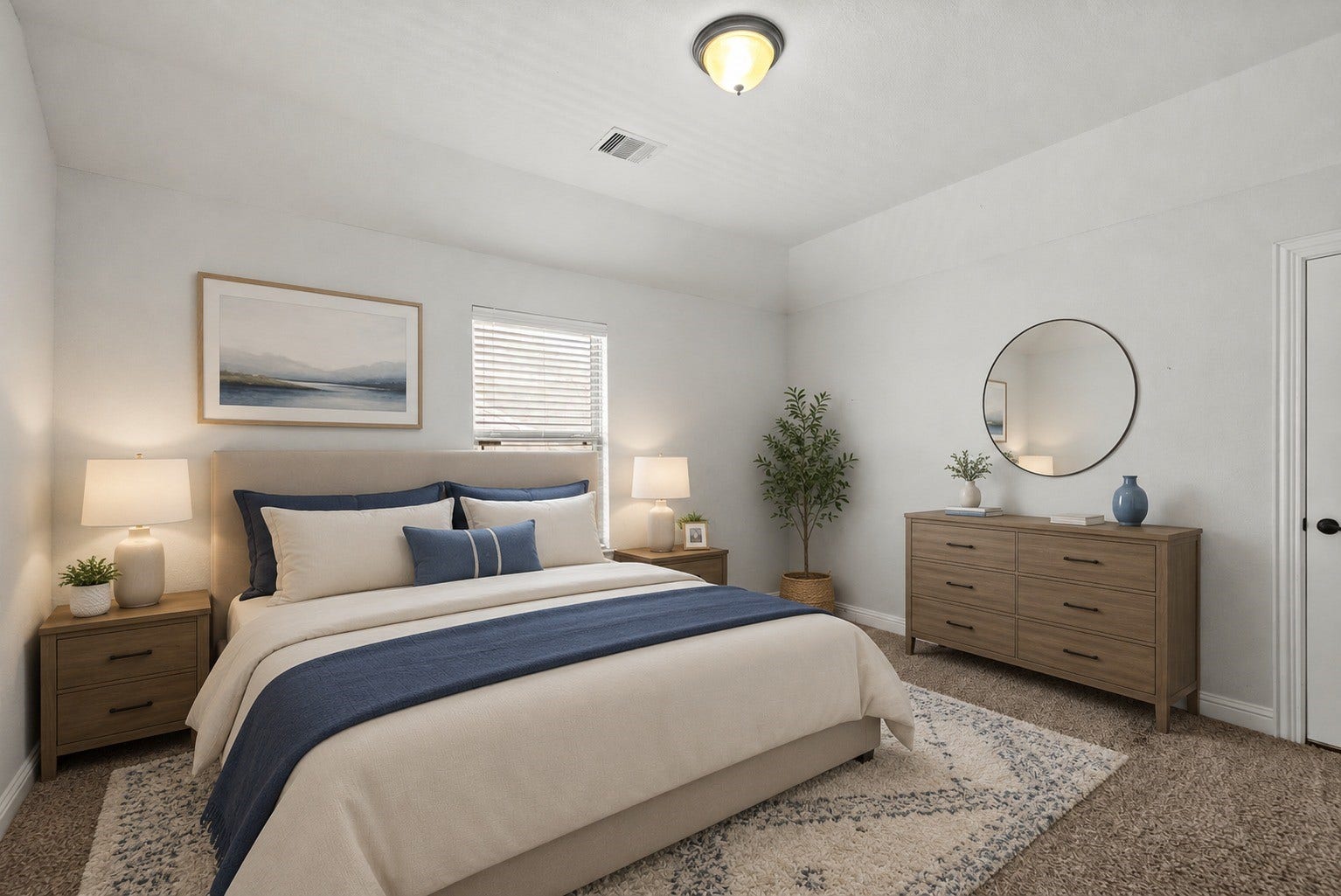 26111 Tintagel Lane, Kingwood, TX 77339 Virtually Stagged - Bright, comfortable Fifth bedroom features fresh carpet and a sunny window, with access to the Jack & Jill Bathroom.