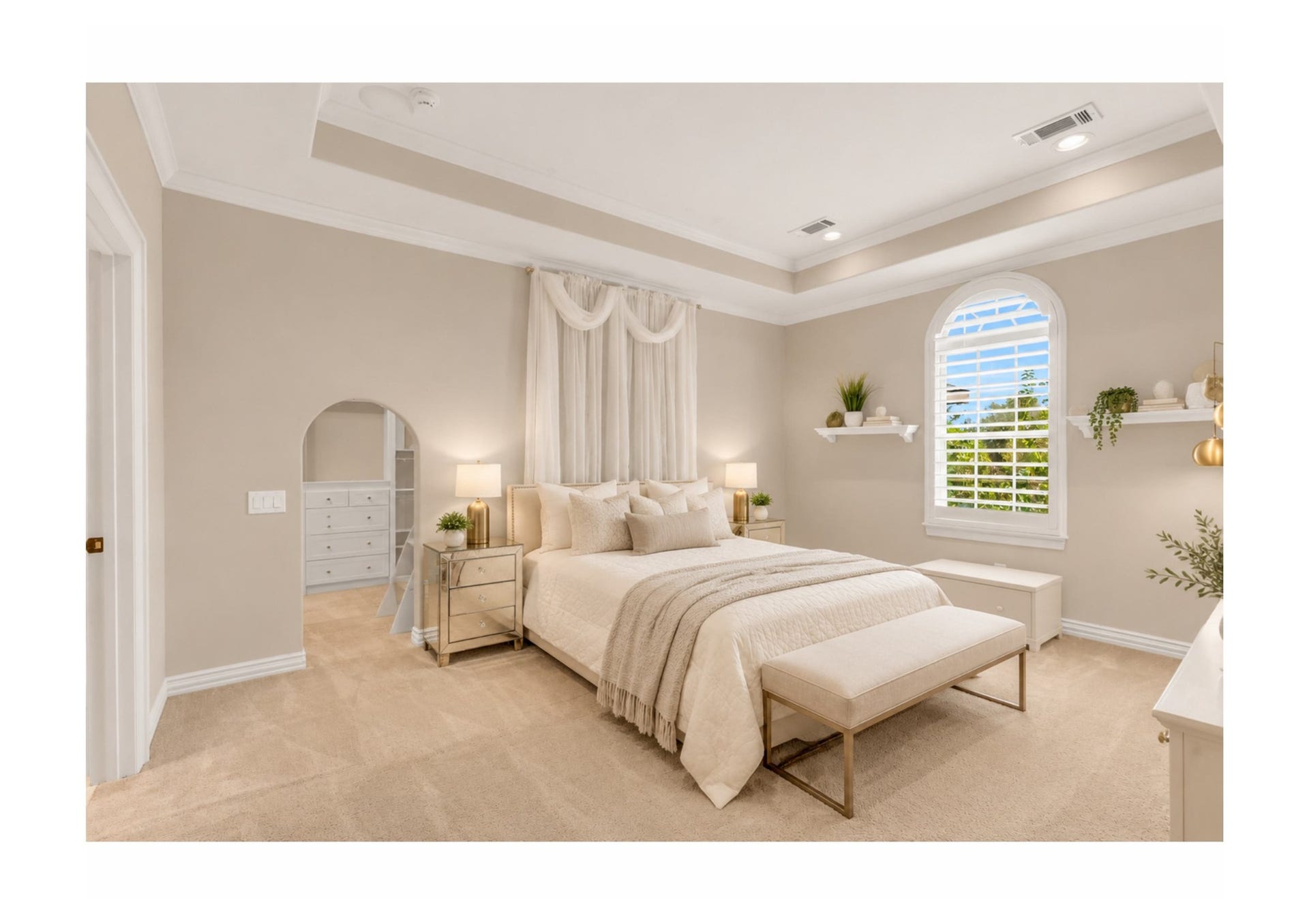 Bedroom # 3 on the 2nd floor, bonus space with loft beyond the arched opening.