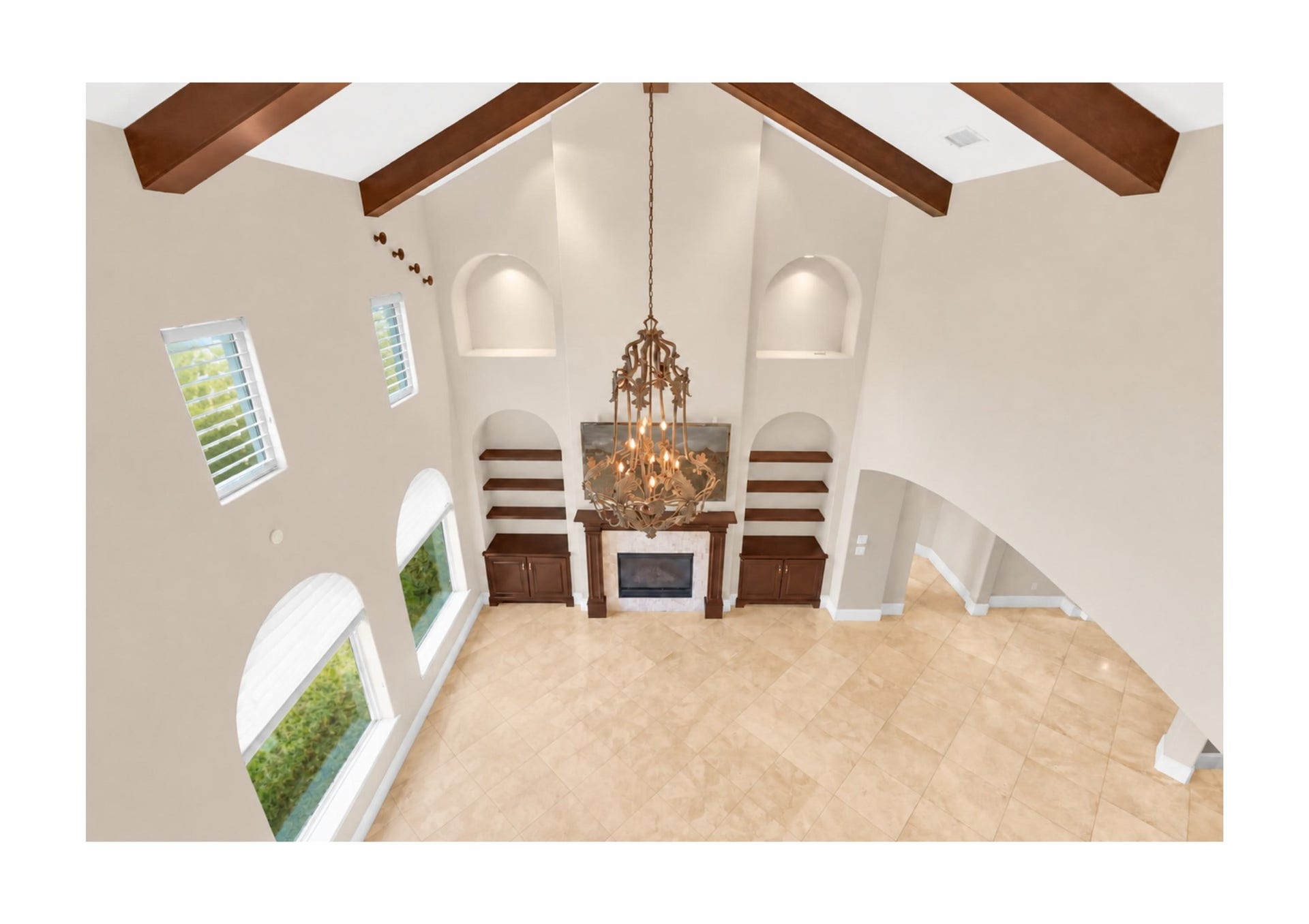 Birdseye view from the upstairs flex space.