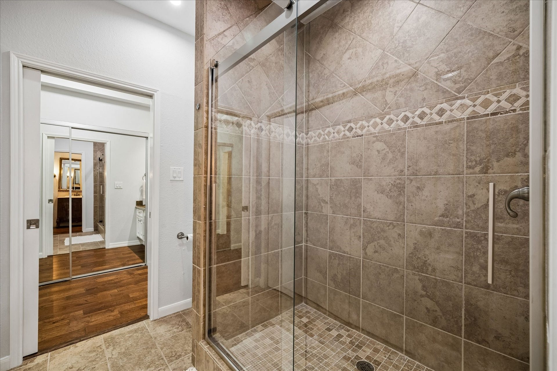 Spacious tiled walk-in shower