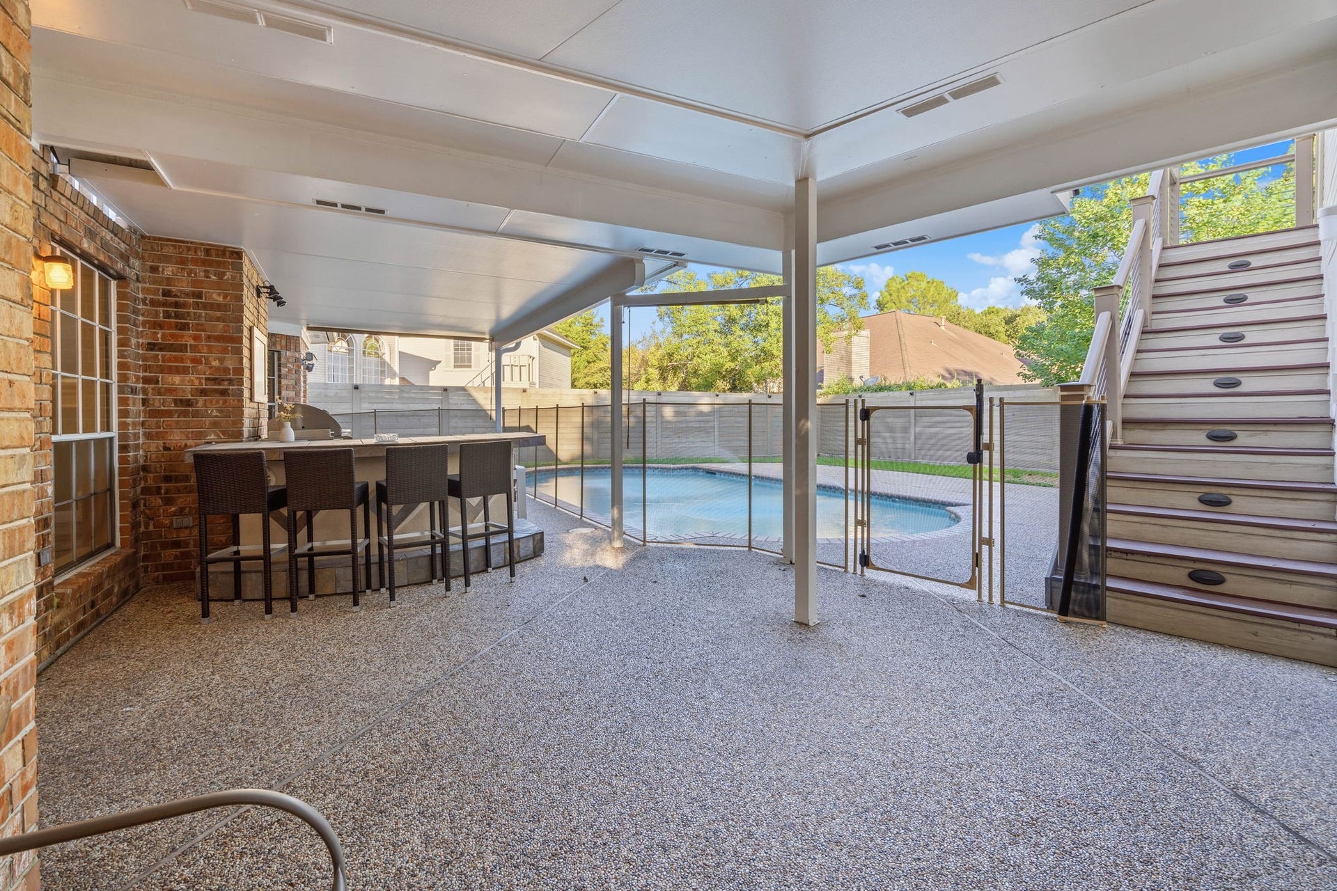 14114 Scarborough Fair Street, Houston, TX 77077 Welcome to your very own oasis! Oversized backyard complete with pool and gate along with plenty of patio seating areas!