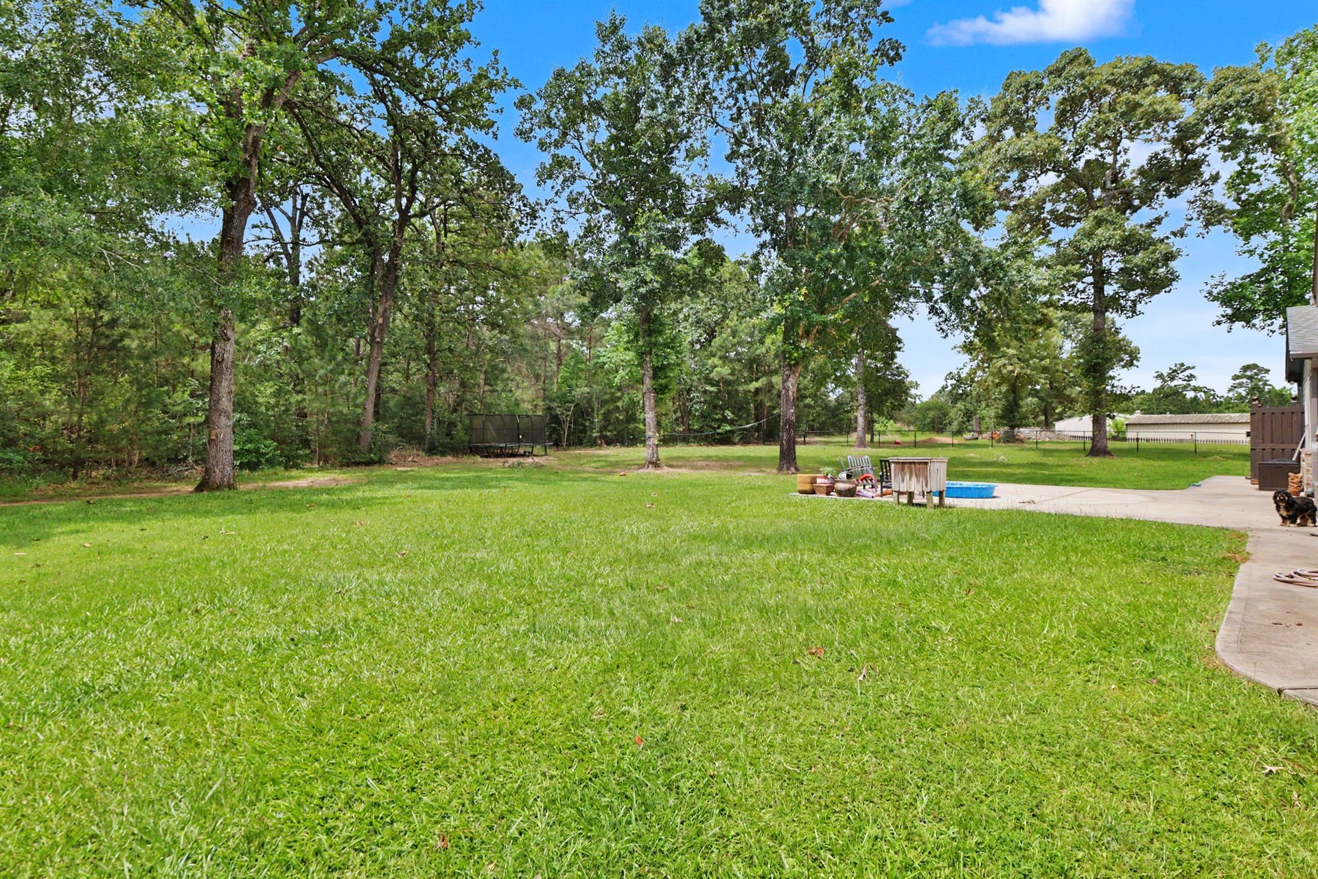 11865 Hope Lane, Magnolia, TX 77354 With mature trees, open green space, and plenty of room to expand, this backyard is ready for your visionwhether that's a pool, a shop, or both.