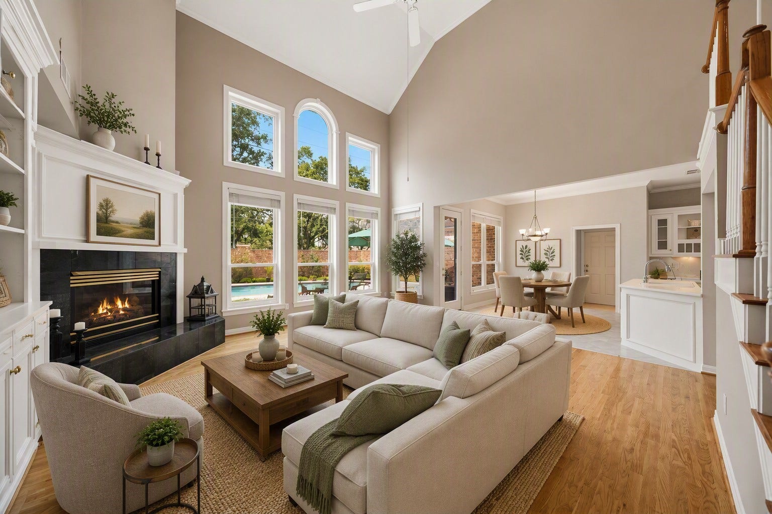 Family room and breakfast area virtually staged.