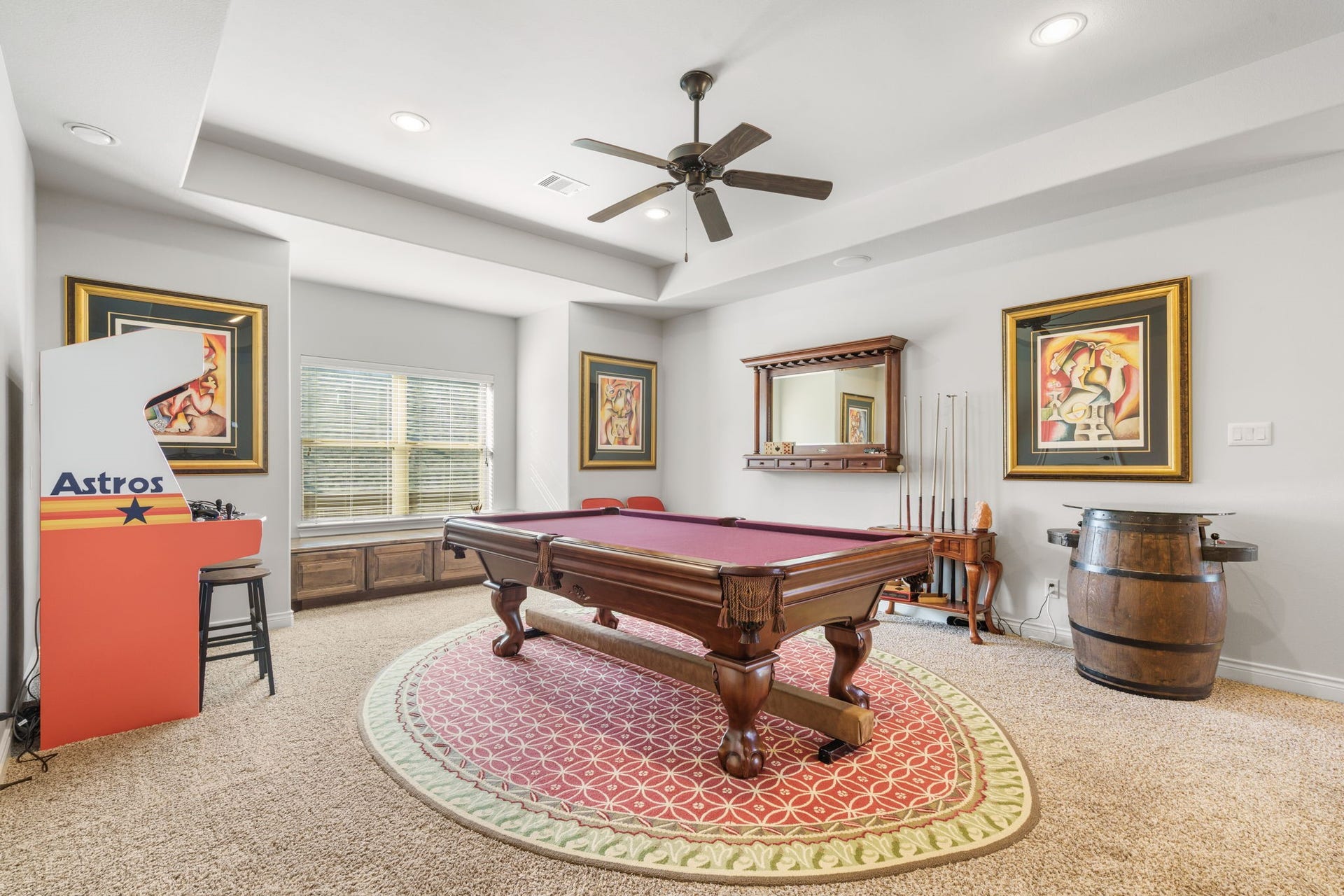 126 Summer Holly Drive, Conroe, TX 77384 Spacious upstairs game room offers plenty of room for a pool table, arcade games, and entertaining.