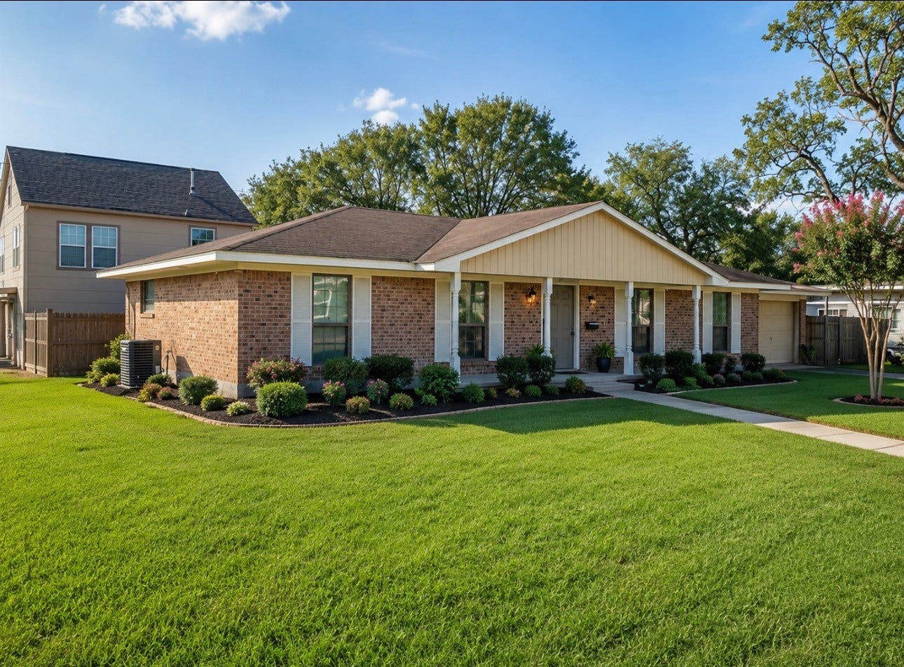 301 Travis Street, Baytown, TX 77520 AI photo to show green grass and potential for outside look.