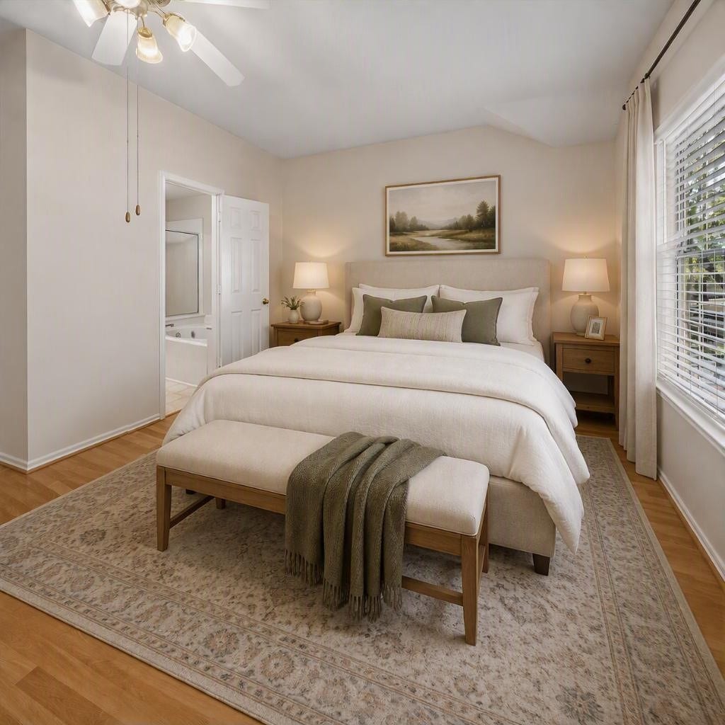 139 Anise Tree Place, Spring, TX 77382 Virtually staged image of the primary bedroom.