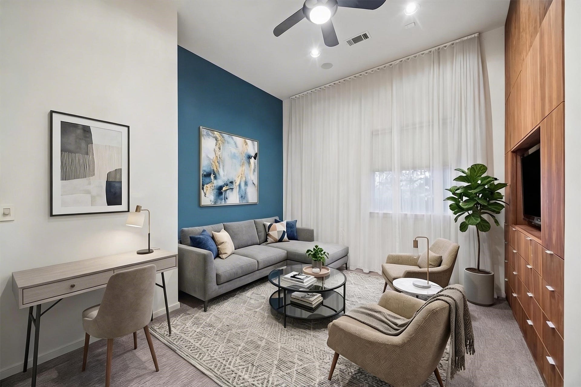 VIRTUALLY STAGED - den/guest bedroom provides an ideal place to relax in an intimate setting - add a sofa sleeper for guests and close the solid double doors for privacy - full guest/pool bath is just across the hall