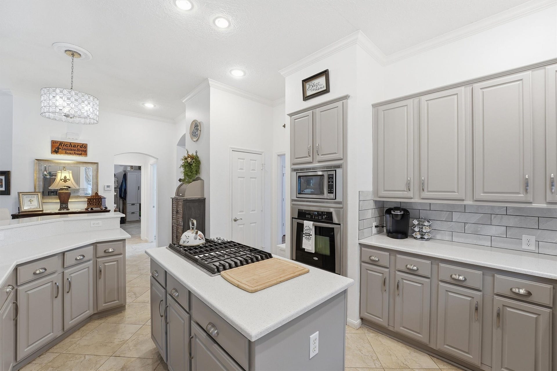 Kitchen tastefully remodeled to where everything is light and airy.