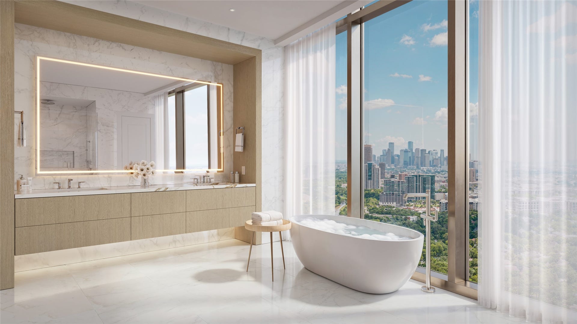 102 Asbury Street, #1303, Houston, TX 77007 Primary Bath Featuring the Natural Color Scheme Selection.