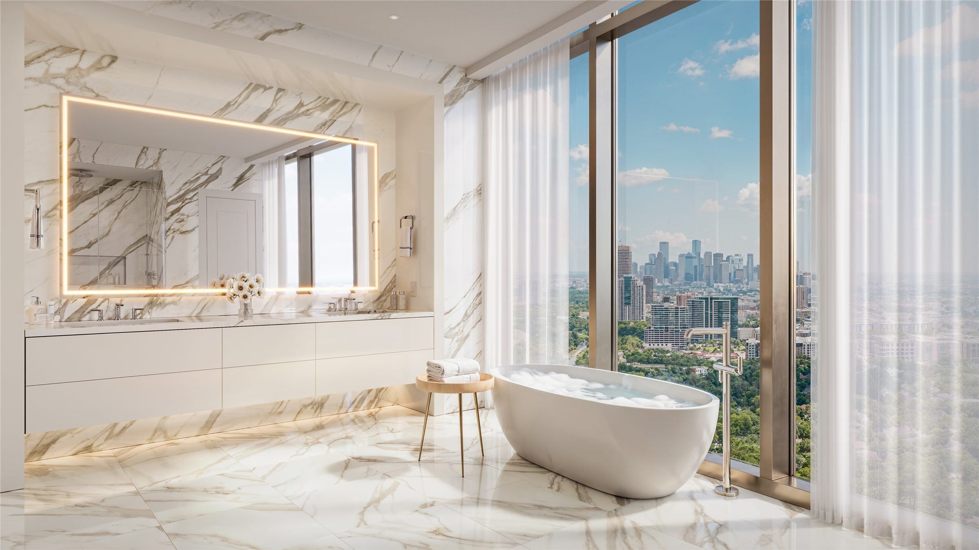 102 Asbury Street, #1303, Houston, TX 77007 Primary Bath Featuring the Contemporary Color Scheme Selection.
