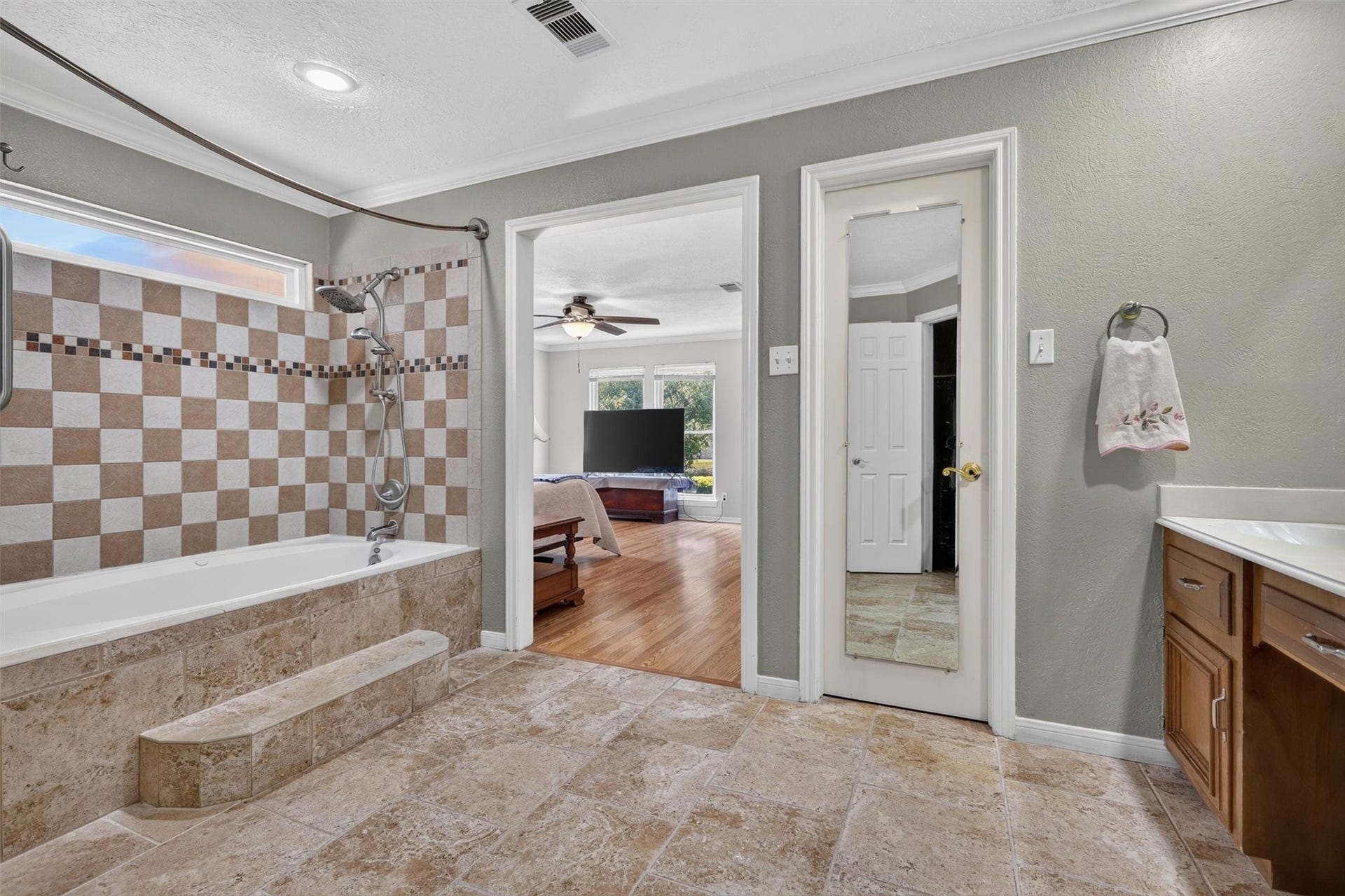 Primary bathroom with jetted tub/shower