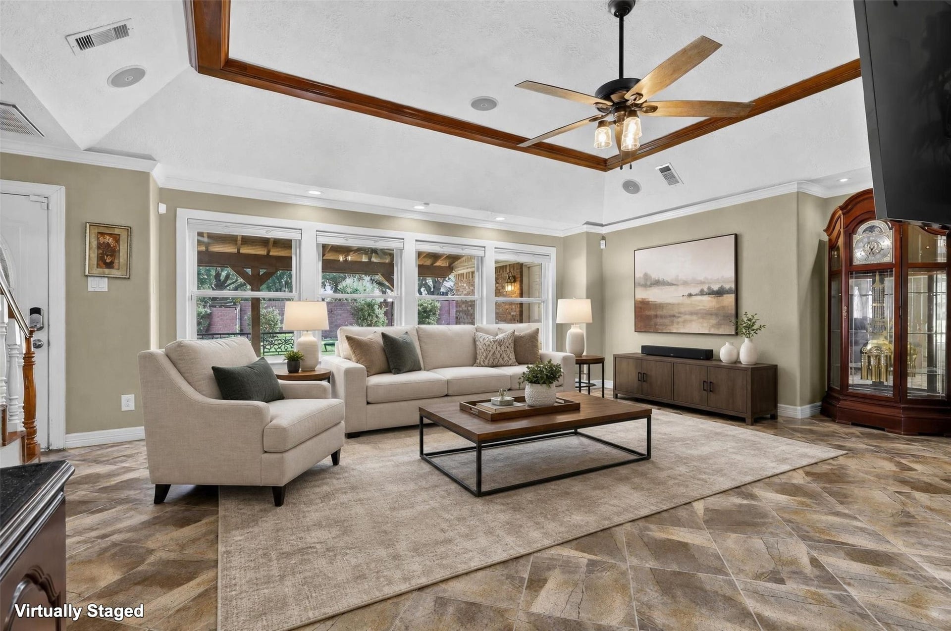 Virtually staged view of family area