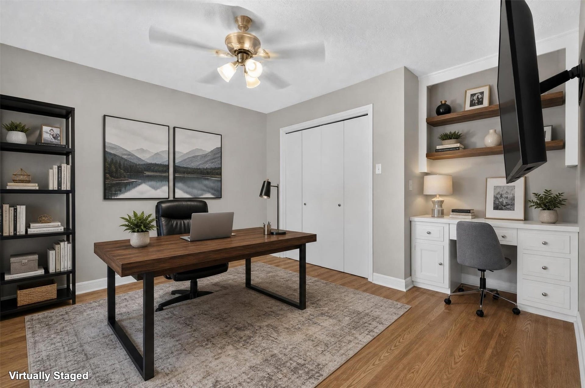 Virtually staged secondary bedroom/study upstairs
