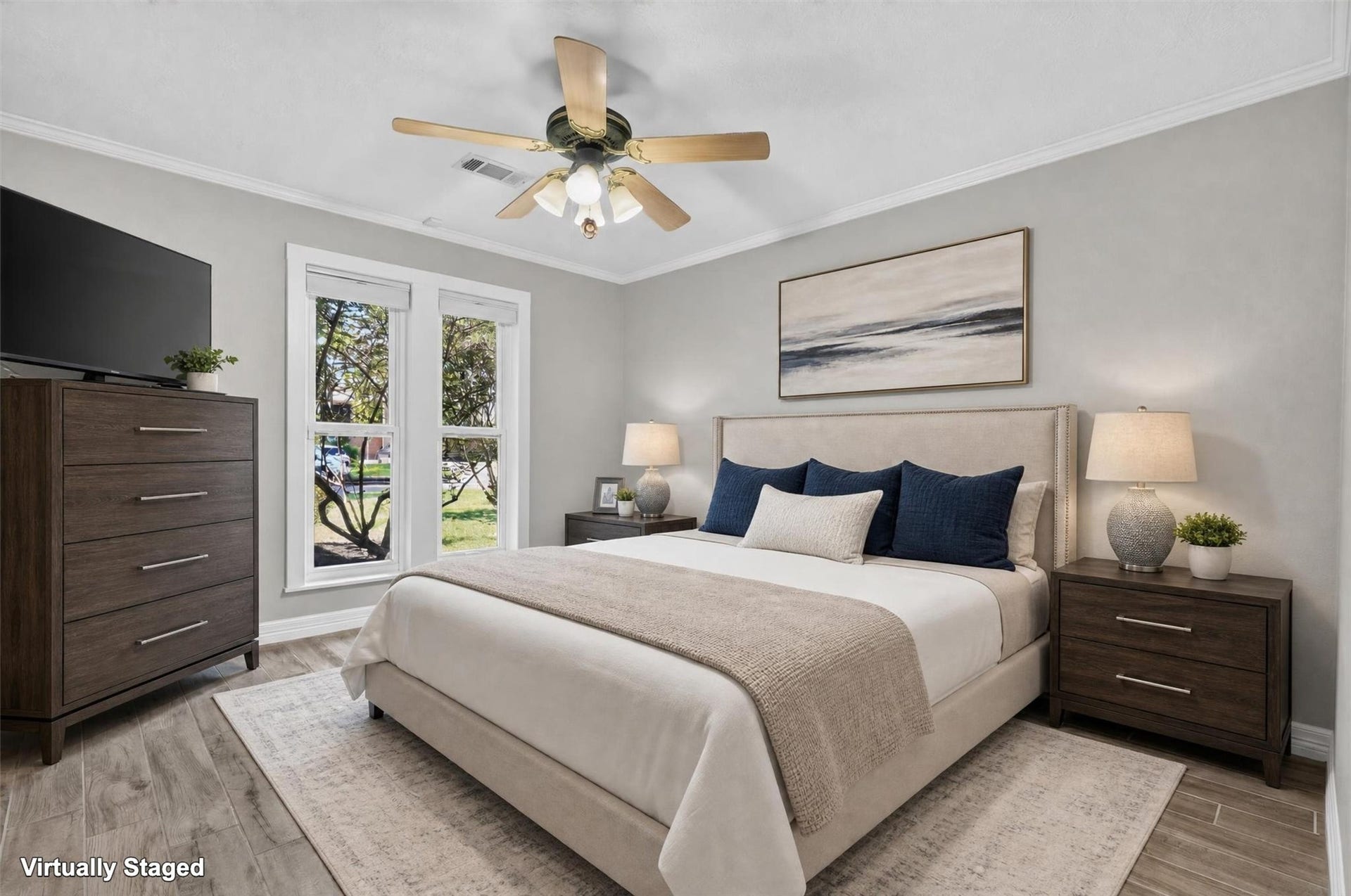 Virtually staged bedroom downstairs