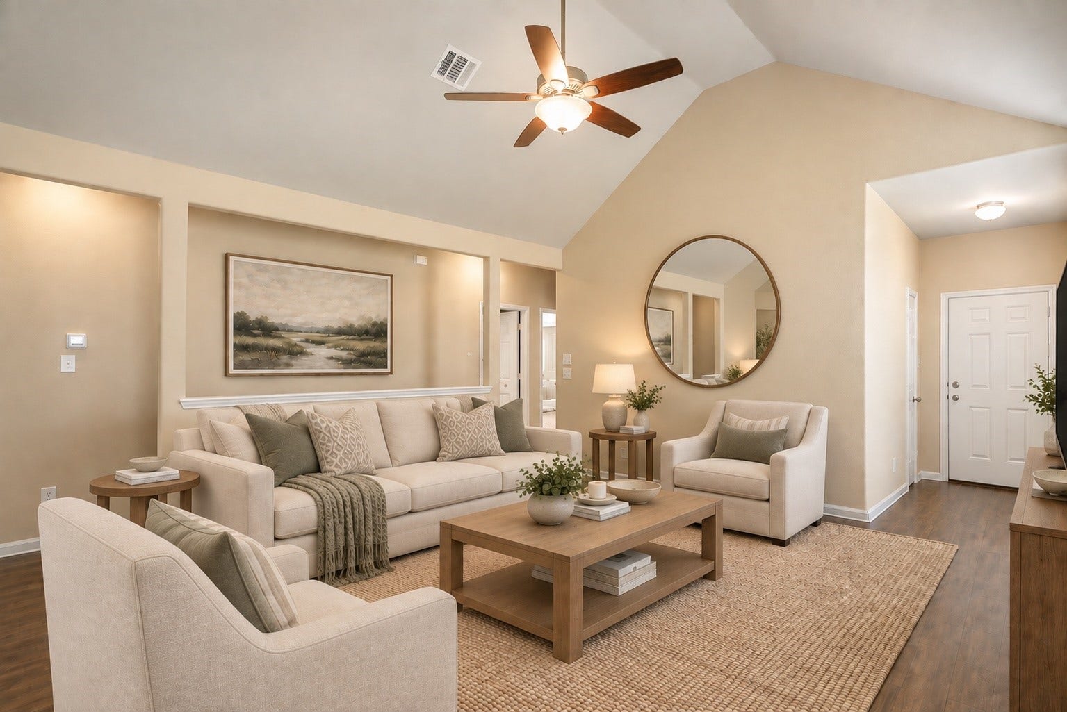 This photo is AI STAGED and shows the possibilities with this beautiful open space.