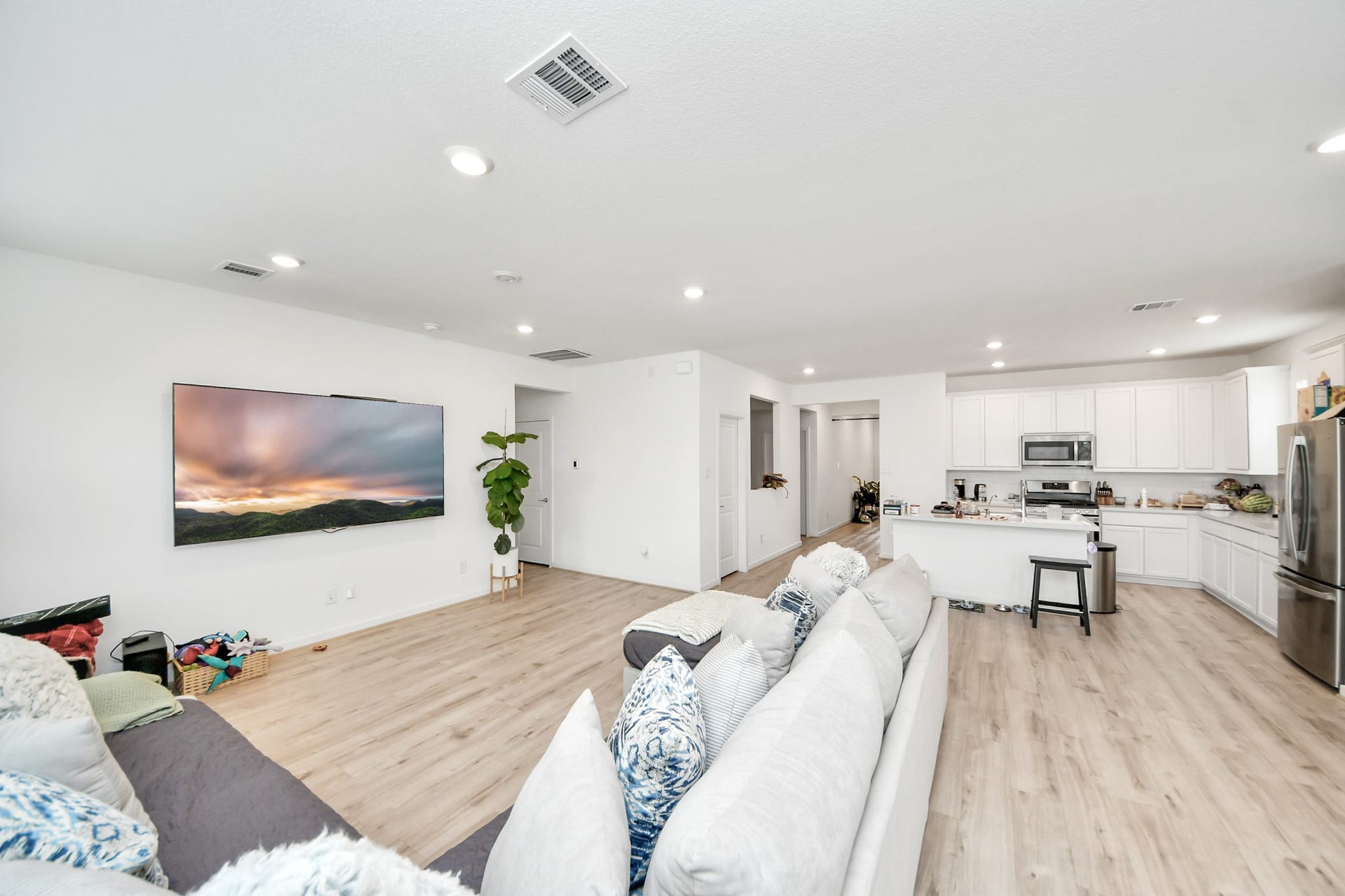 Open floorplan with LVP in the kitchen, dining area and the living room.