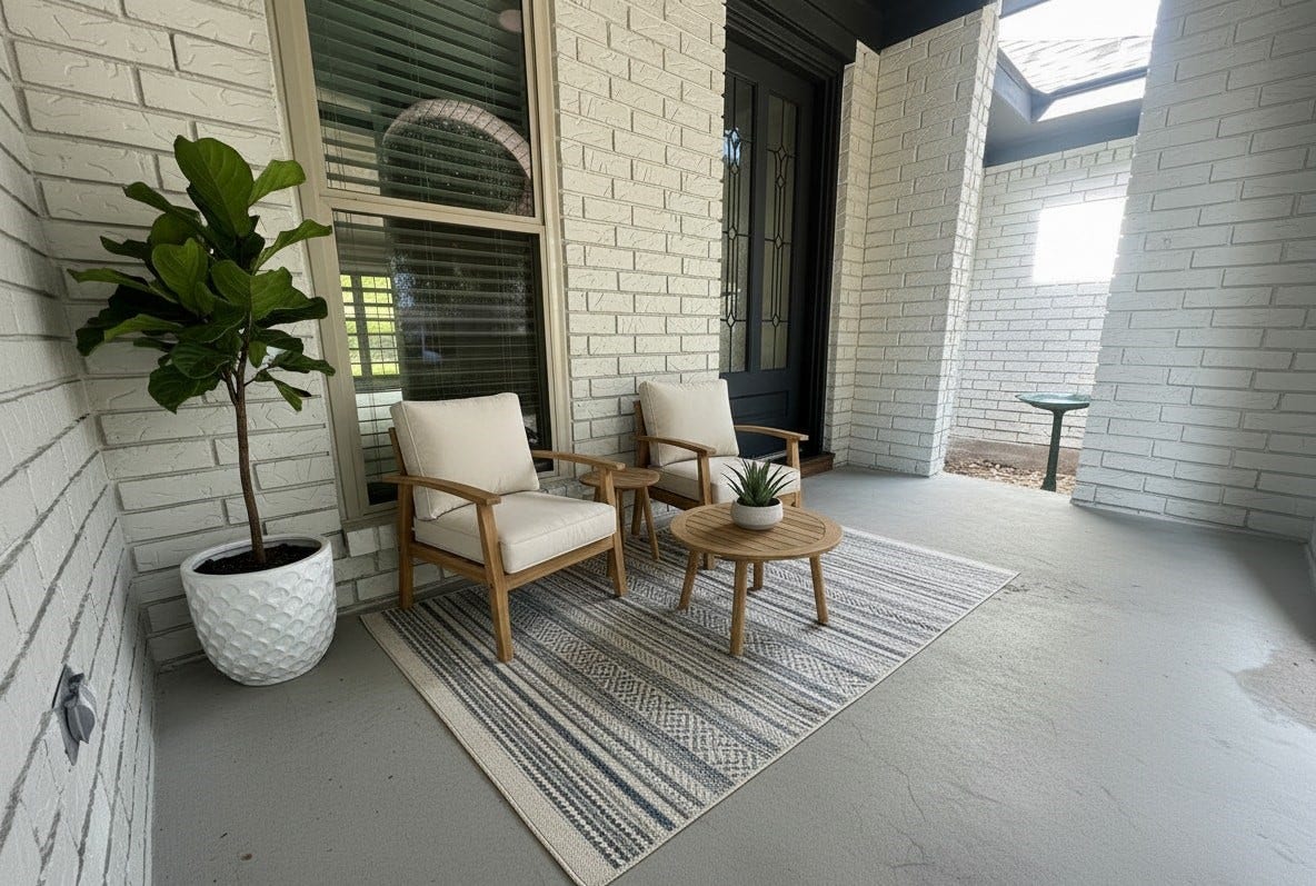 Virtually staged front patio