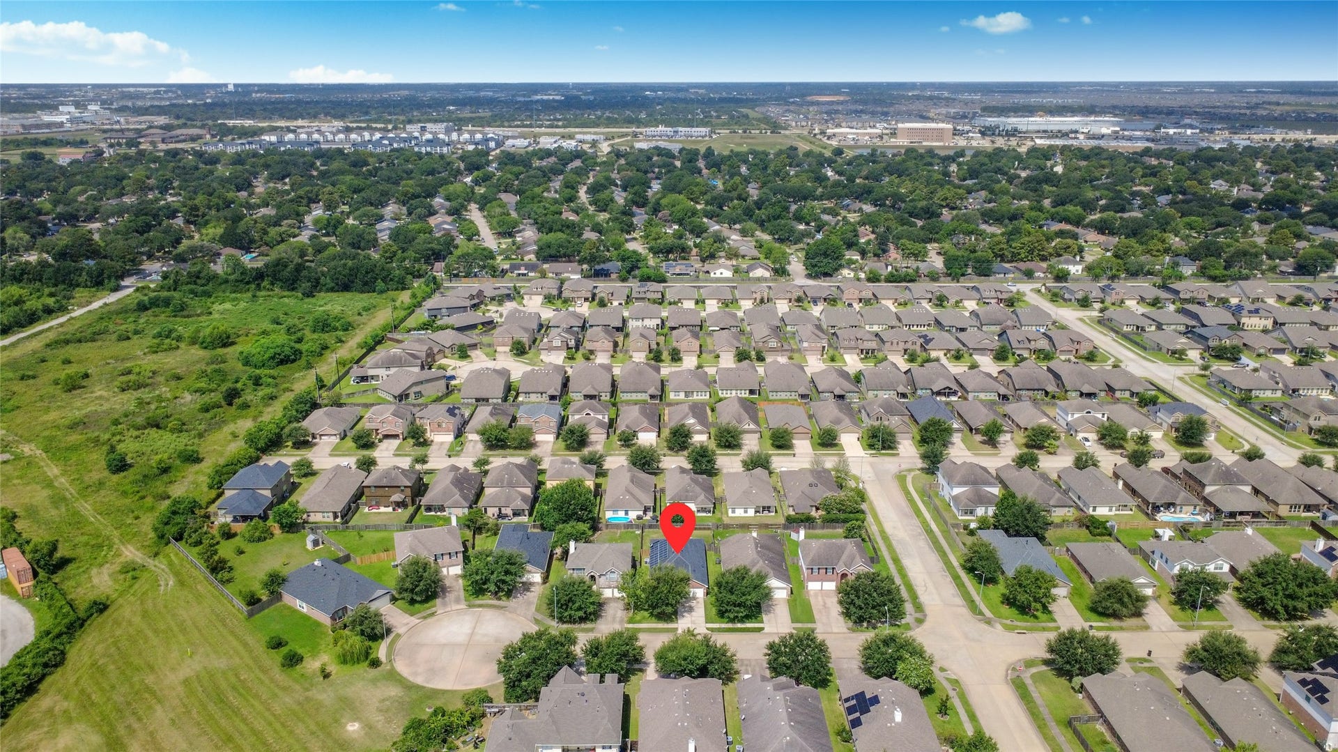 2319 Blue Reef Drive, Katy, TX 77449 Aerial view showing the home's convenient location within the community, just minutes from Highway 99 and I 10.