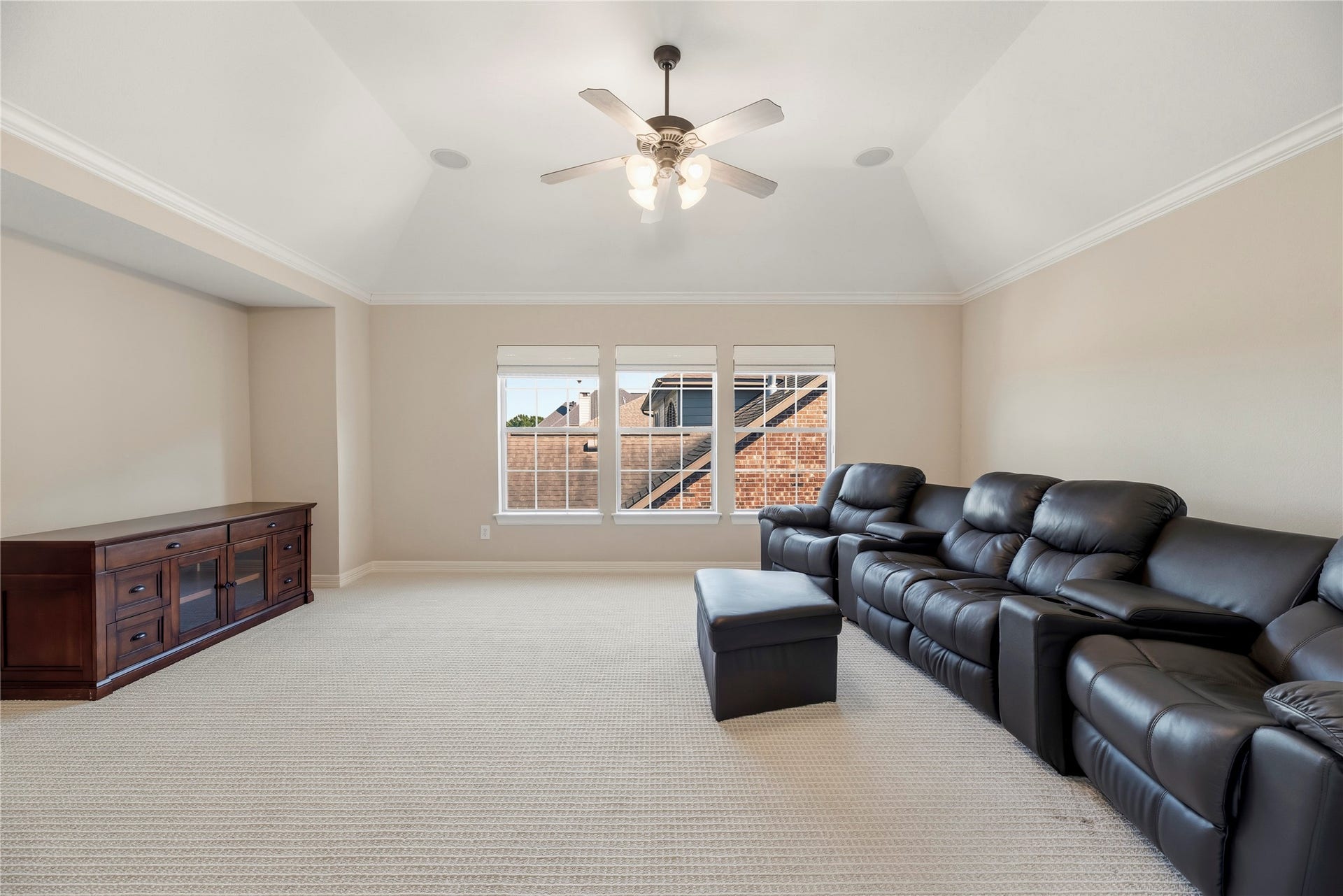 12103 Cypress Creek Lakes Drive, Cypress, TX 77433 Media room is off the gameroom and is a great size to watch your favorite movie.