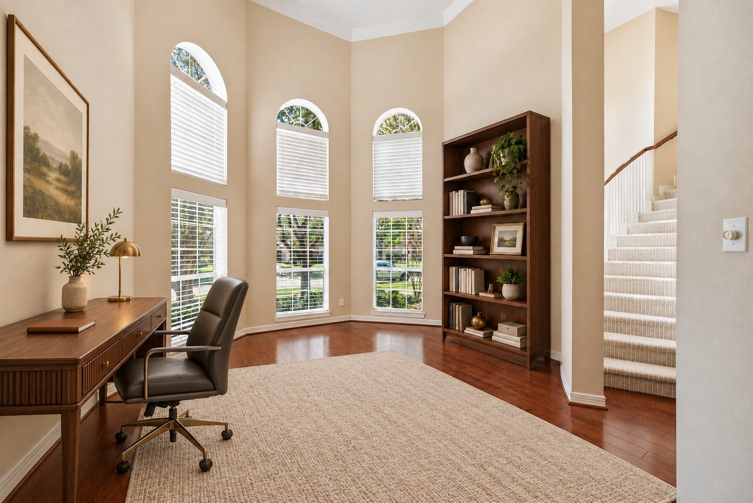 12103 Cypress Creek Lakes Drive, Cypress, TX 77433 Office with 2-story ceilings and ay window. *Virtually Staged*