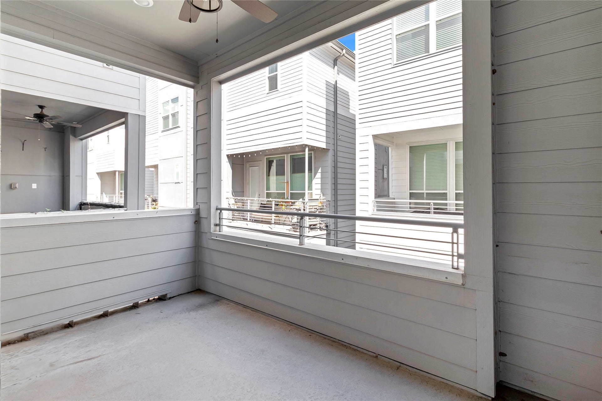 Second story balcony offers a spacious balcony.