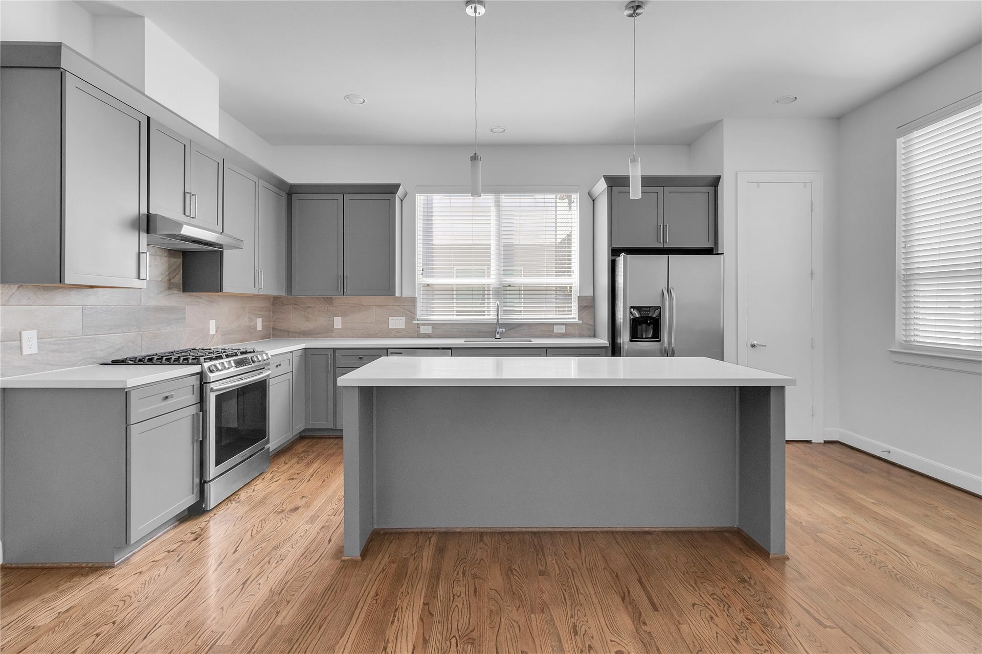The kitchen is located on the second floor with an Open Concept Floor plan.