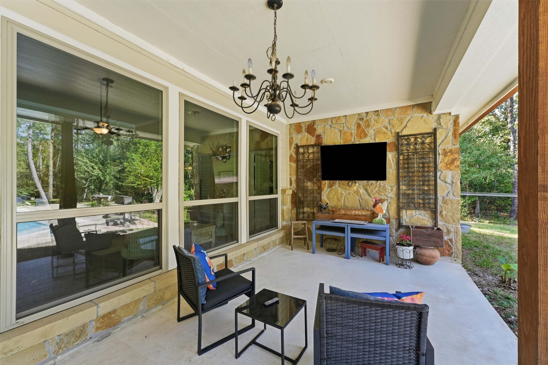 The back patio is huge and a great place to relax.