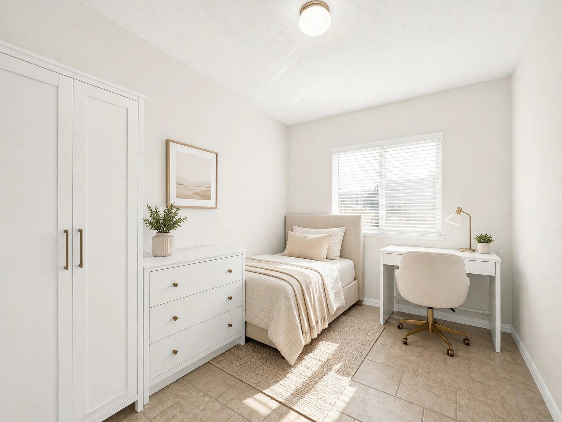 1902 Willow Ridge Ln, Fulshear, TX 77423 Furnished bedroom view illustrates space for a bed, desk, and dresser, with double closet doors and natural light. (Virtually staged)