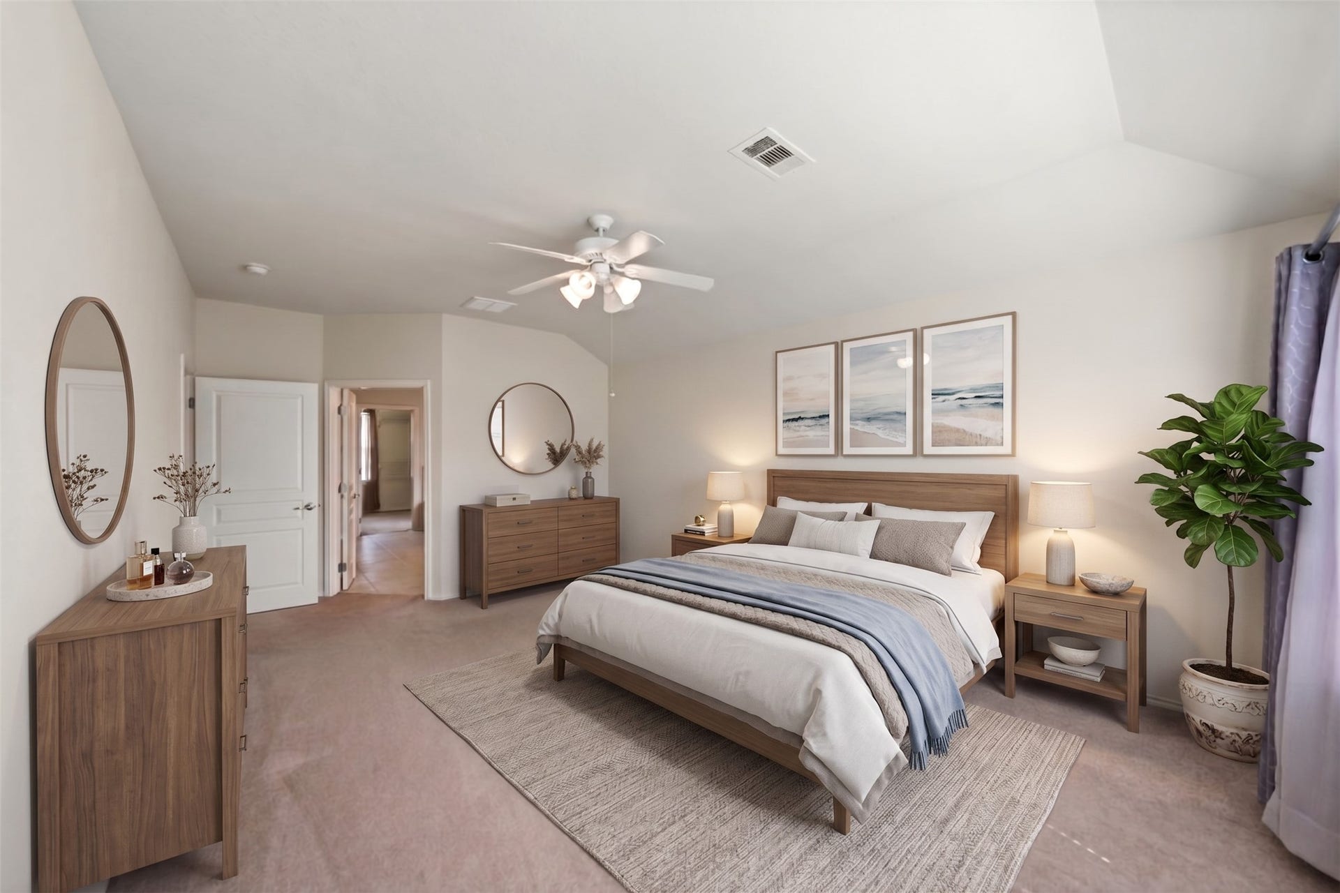 10014 Forrester Trail, Katy, TX 77494 The primary suite is spacious and features an ensuite bath and walk in closet. Virtually staged photo.