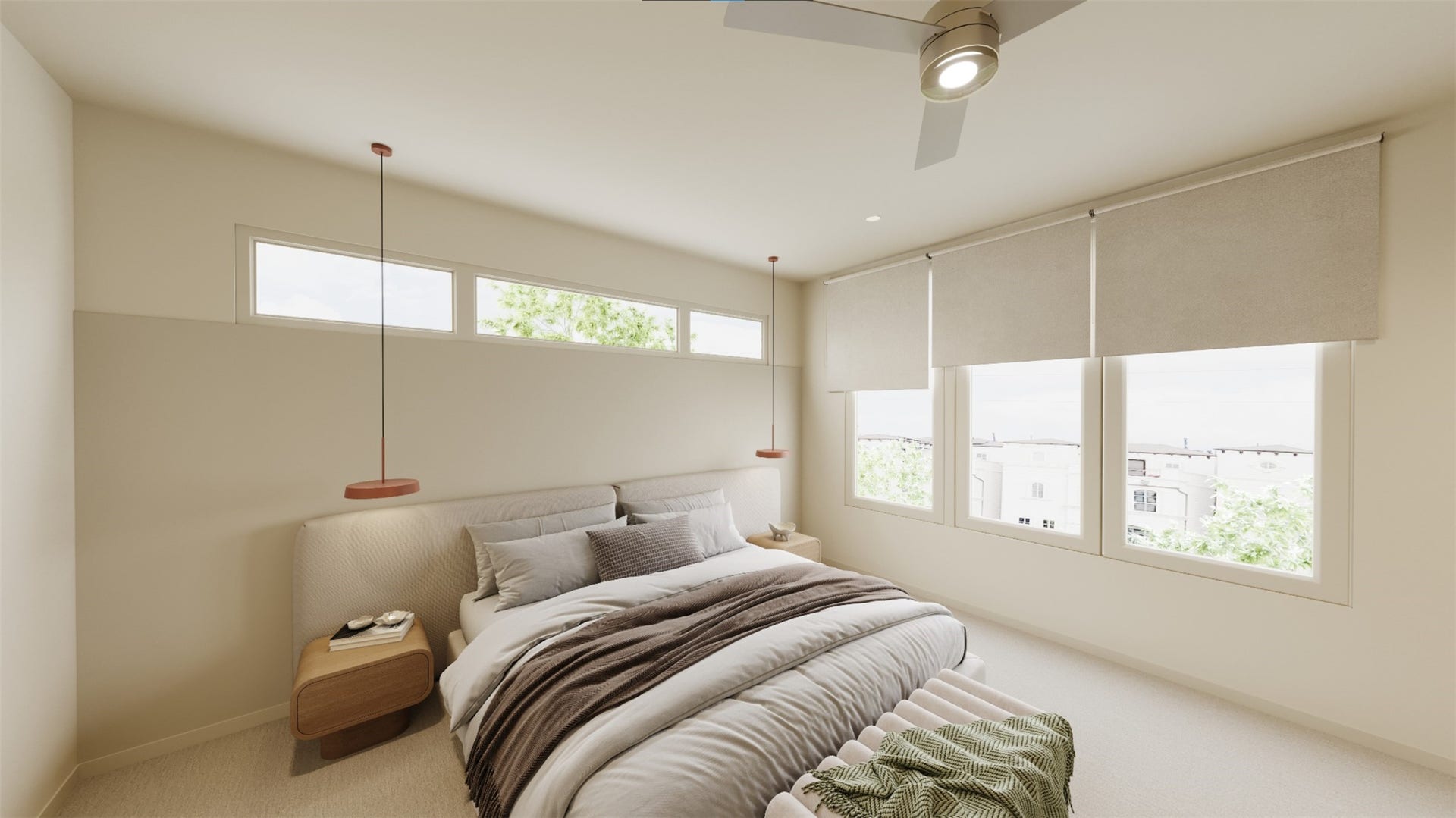 Serene and inviting 2nd floor primary bedroom suite.  (Engineered wood flooring vs carpet is standard).