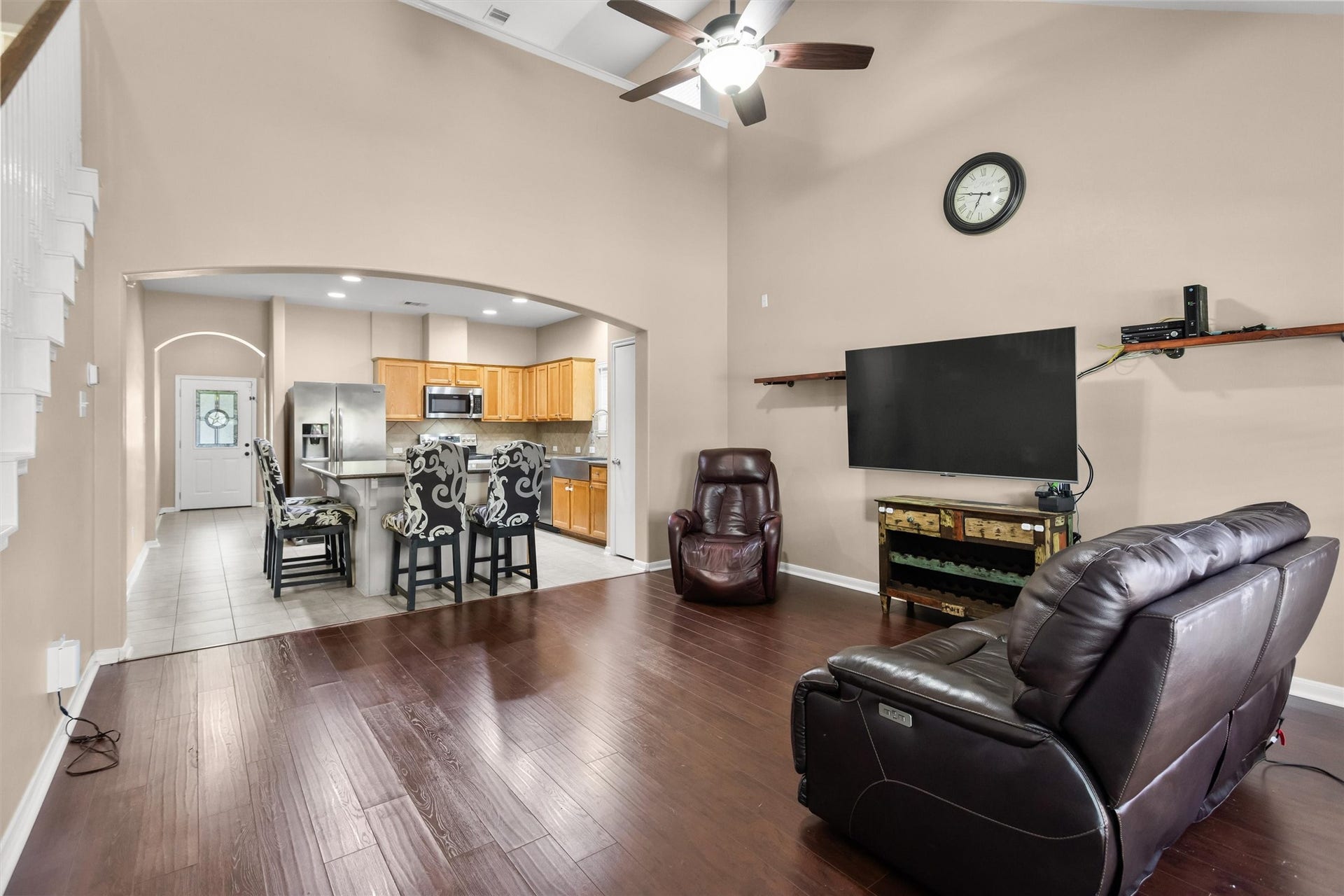 20514 Rustic Rail Court, Cypress, TX 77433 Living room is open to the kitchen area and also open above to the game room