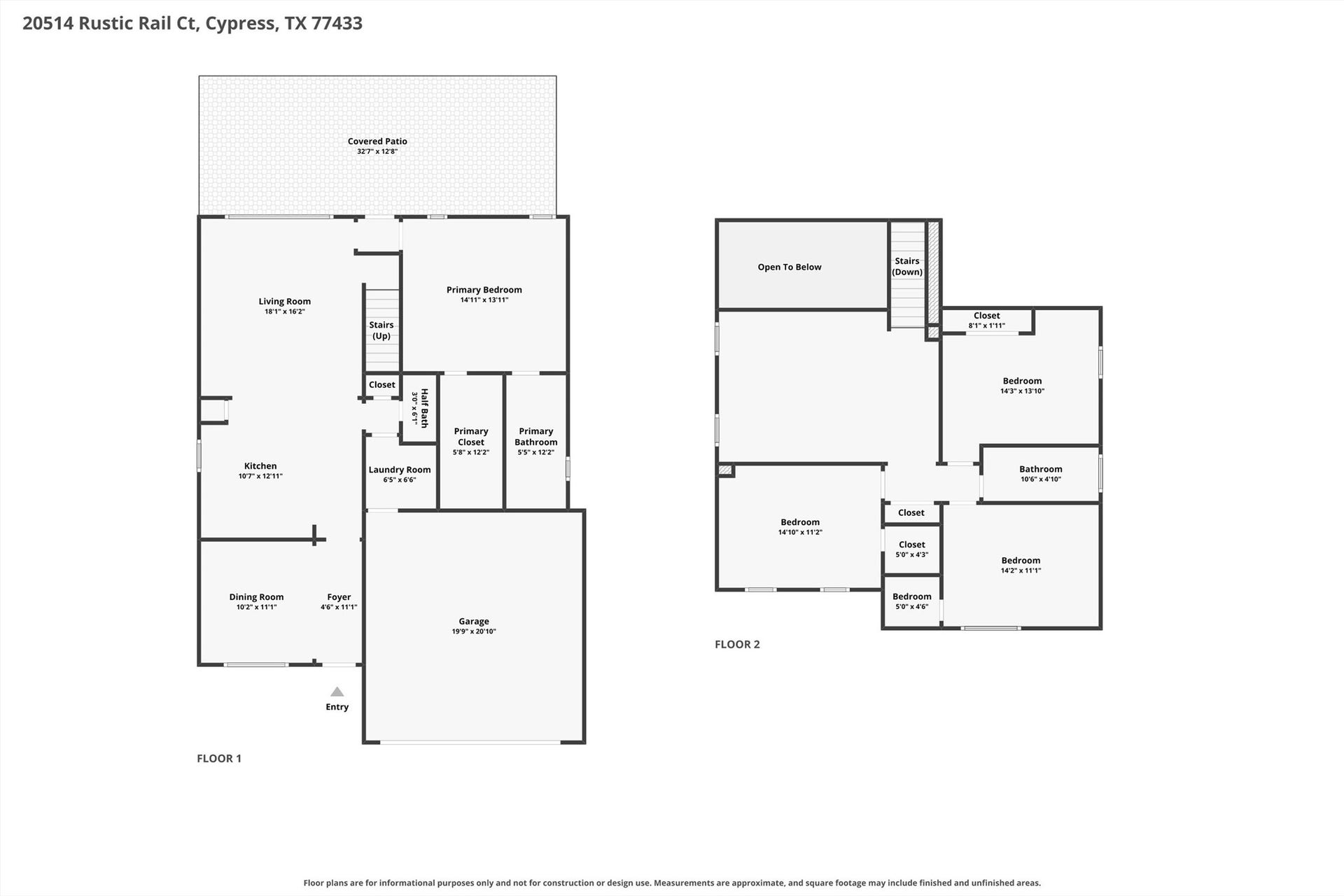 20514 Rustic Rail Court, Cypress, TX 77433 Floor plan of both 1st and 2nd floors