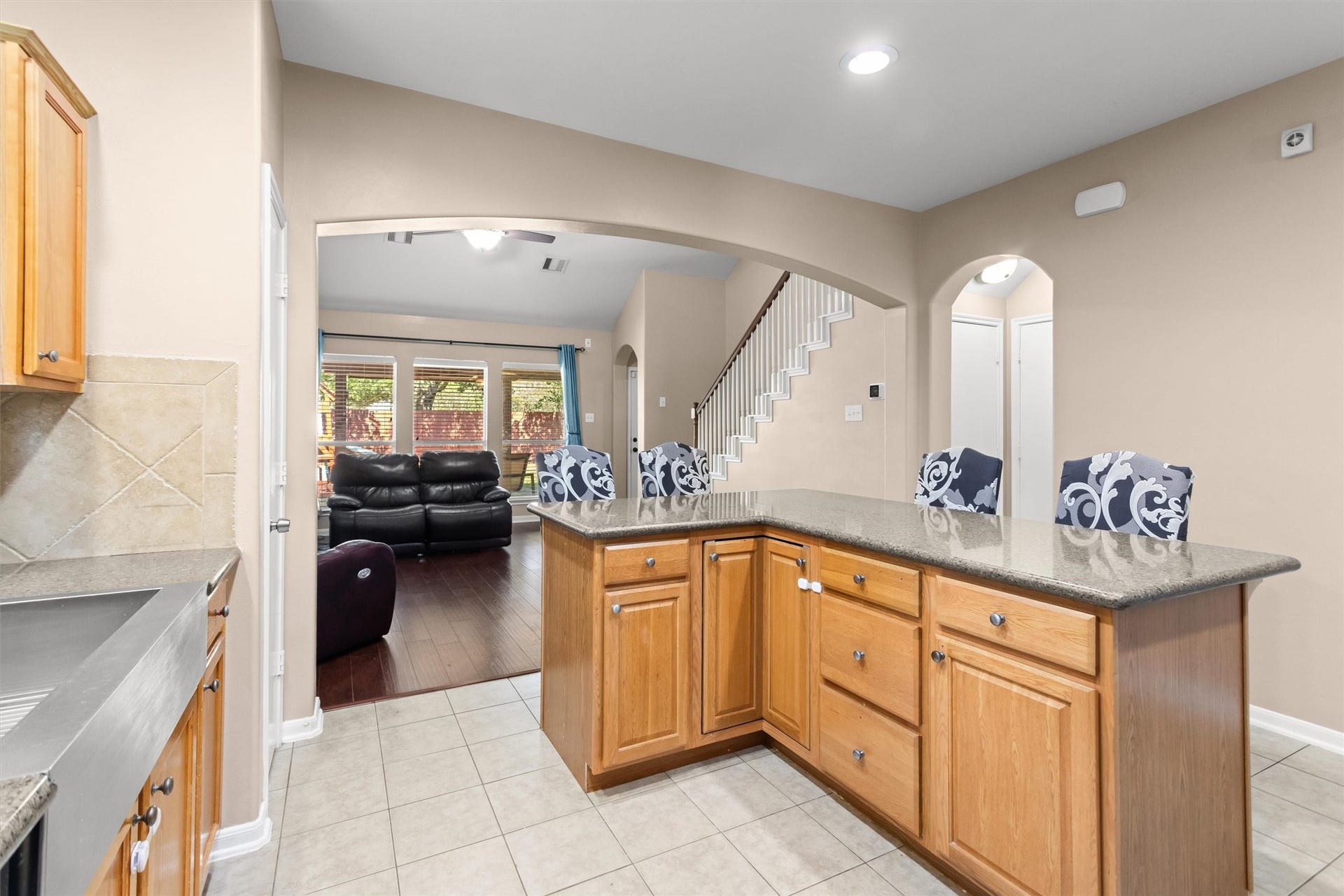 20514 Rustic Rail Court, Cypress, TX 77433 Large island with room for stools. Great for entertaining and in-kitchen dining.
