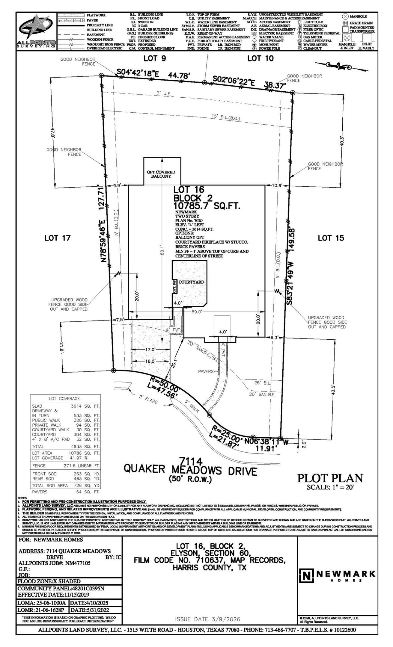 7114 Quaker Meadows Drive, Katy, TX 77493 The total size of the lot is 10,785 sqft.