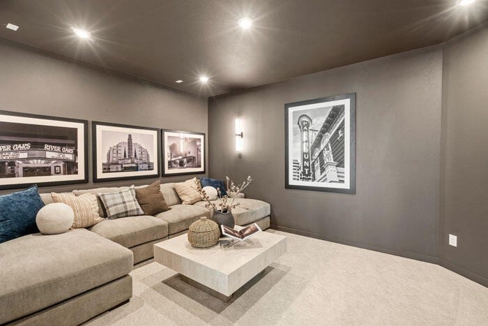 7114 Quaker Meadows Drive, Katy, TX 77493 The home provides a separate media room. Representative image.