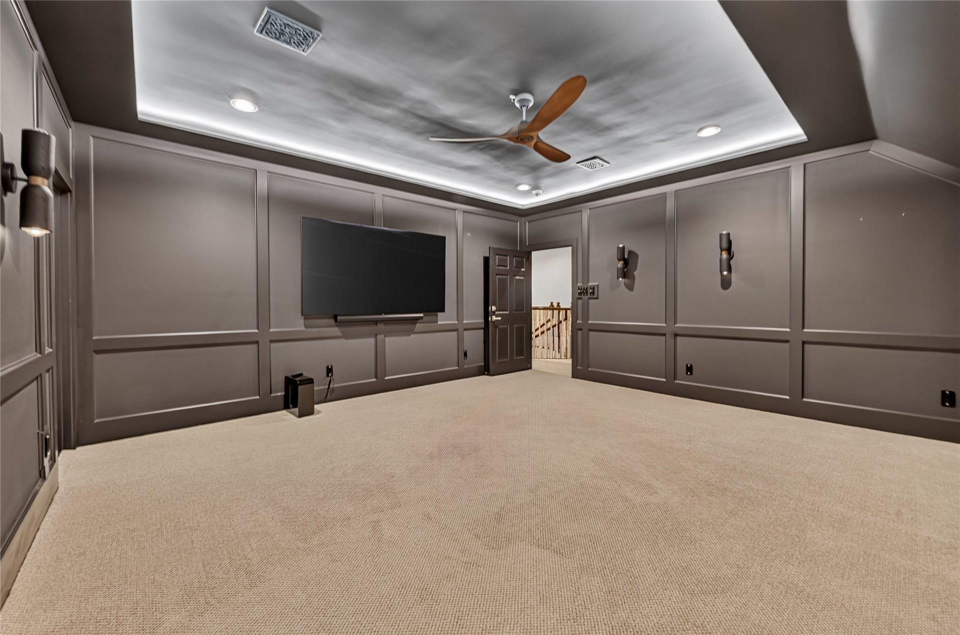 4510 River Forest Drive, Richmond, TX 77406 There is a hidden media room tucked away to side of playroom for a more intimate gathering.