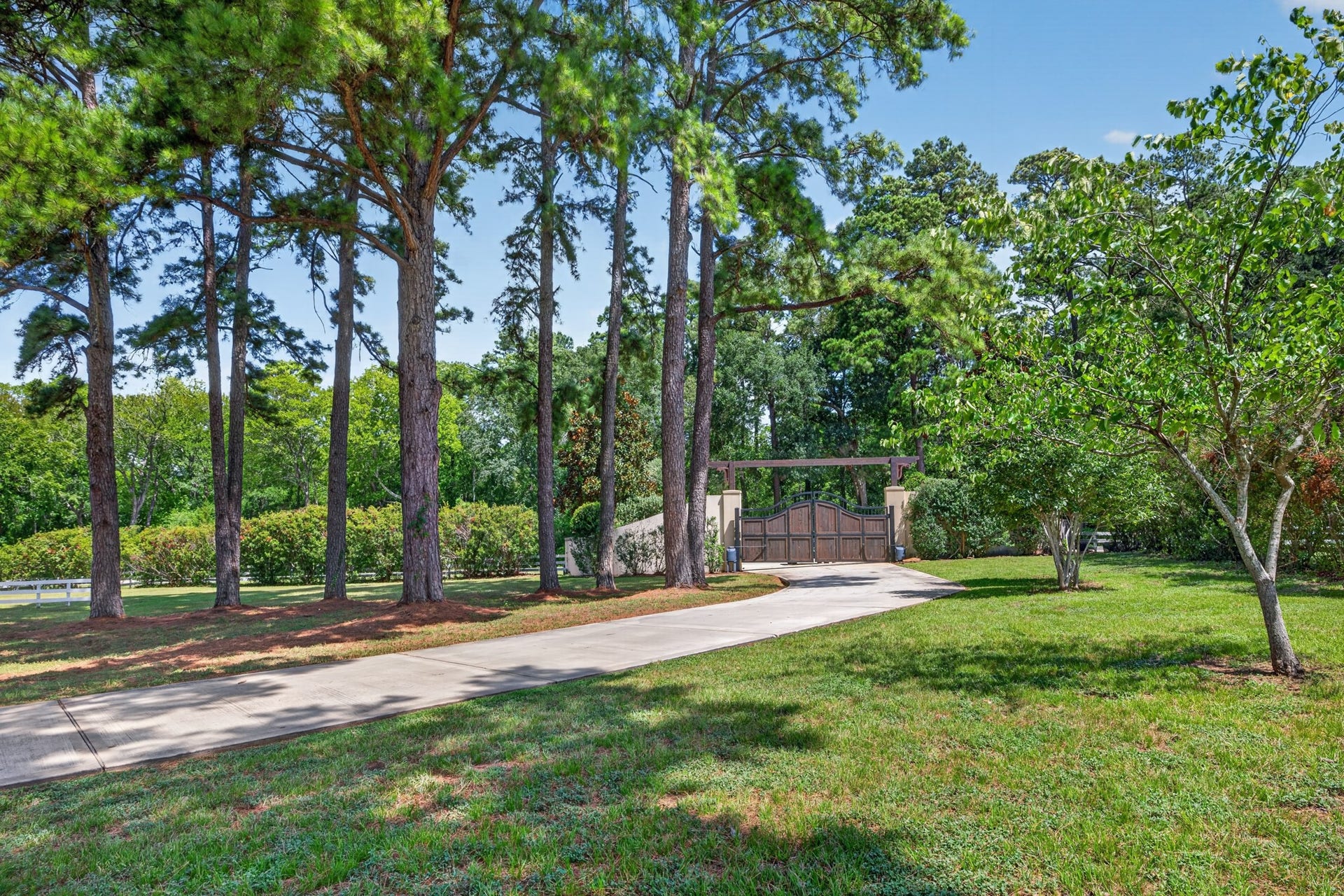24005 Old Dobbin Plantersville Road, Montgomery, TX 77316 A long, tree-lined drive slowly reveals the home and leaves the outside world behind.