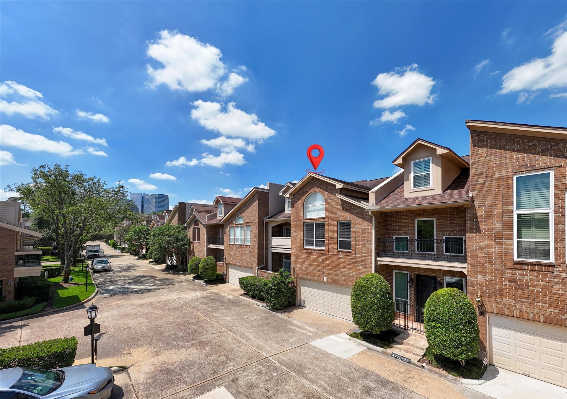 4720 Post Oak Timber Drive, #23, Houston, TX 77056 Beautiful brick townhome with private driveway and attached garage located in a desirable gated-style community near shopping, dining, and major commuter routes. Features attractive curb appeal, mature landscaping, private balcony, and low-maintenance living with easy access to city amenities and entertainment.