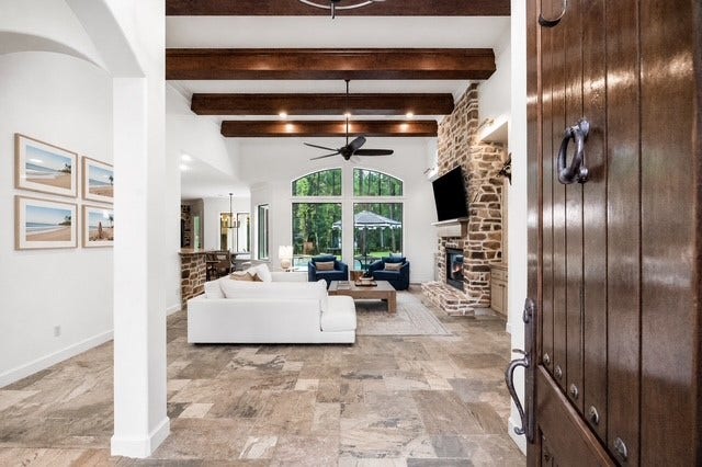 3810 Benders Lane, Spring, TX 77386 Step inside to an open-concept layout filled with natural light and beautiful views of the expansive backyard.